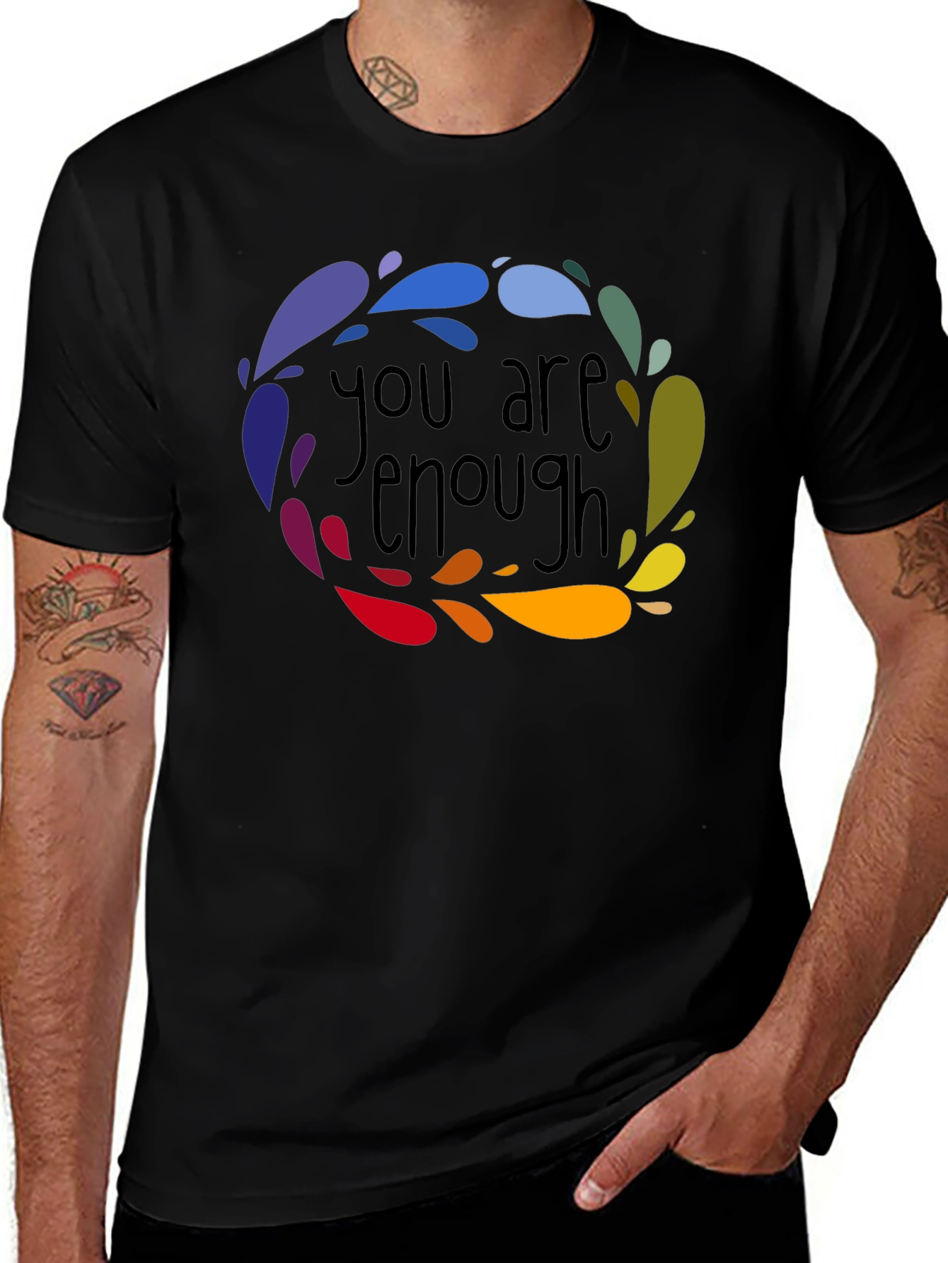 Variant 17 of You Are Enough Graphic Tee - Black