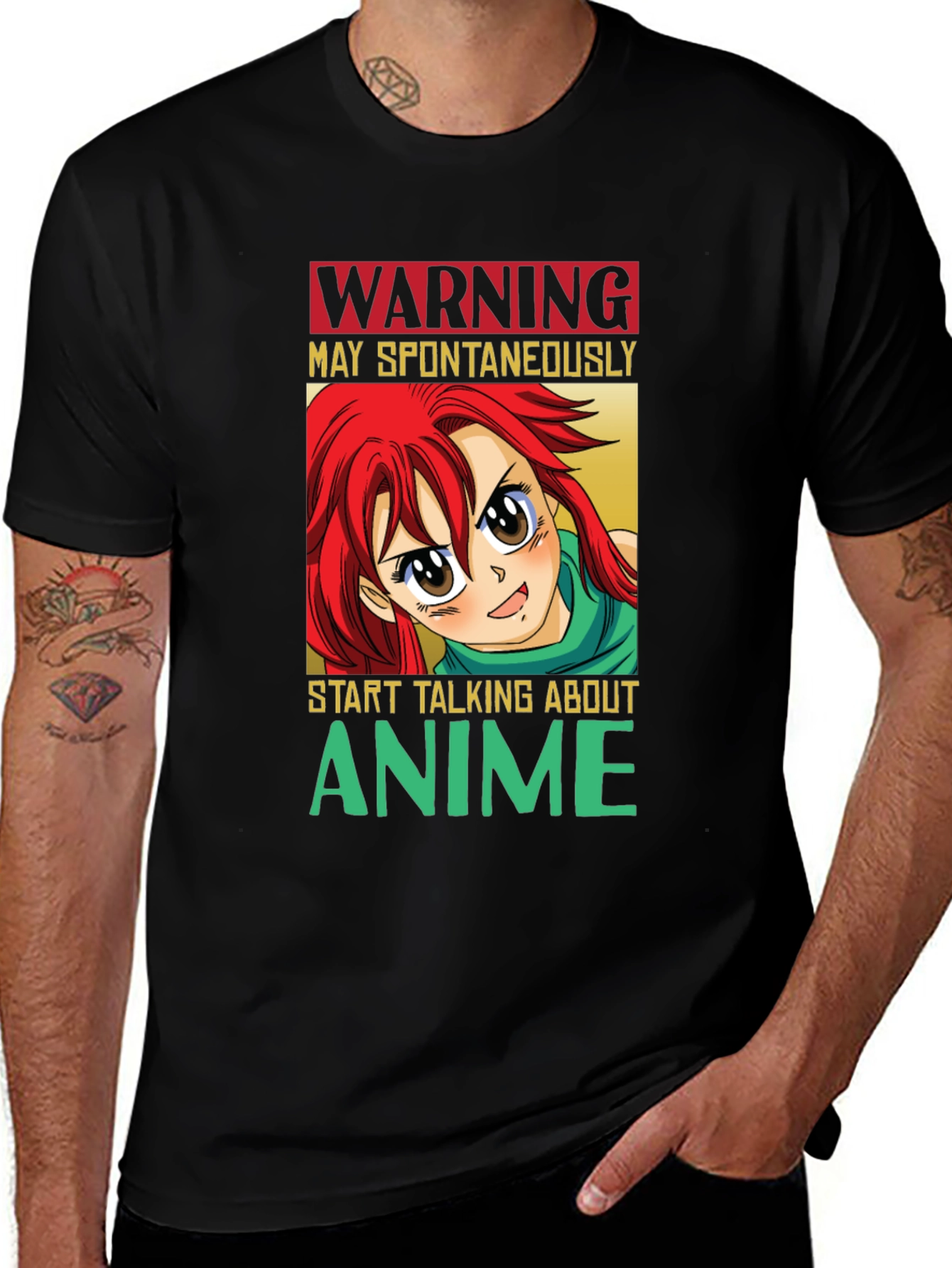 Variant 2 of Warning Anime T-Shirt: Spontaneously Talks Anime!