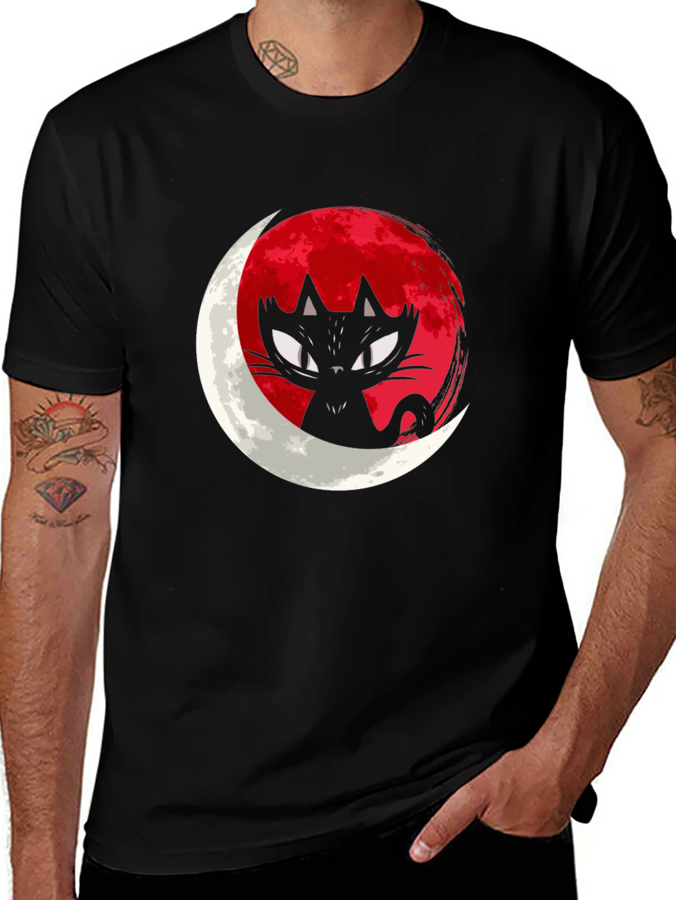 Variant 21 of Black Cat Moon Graphic T-Shirt