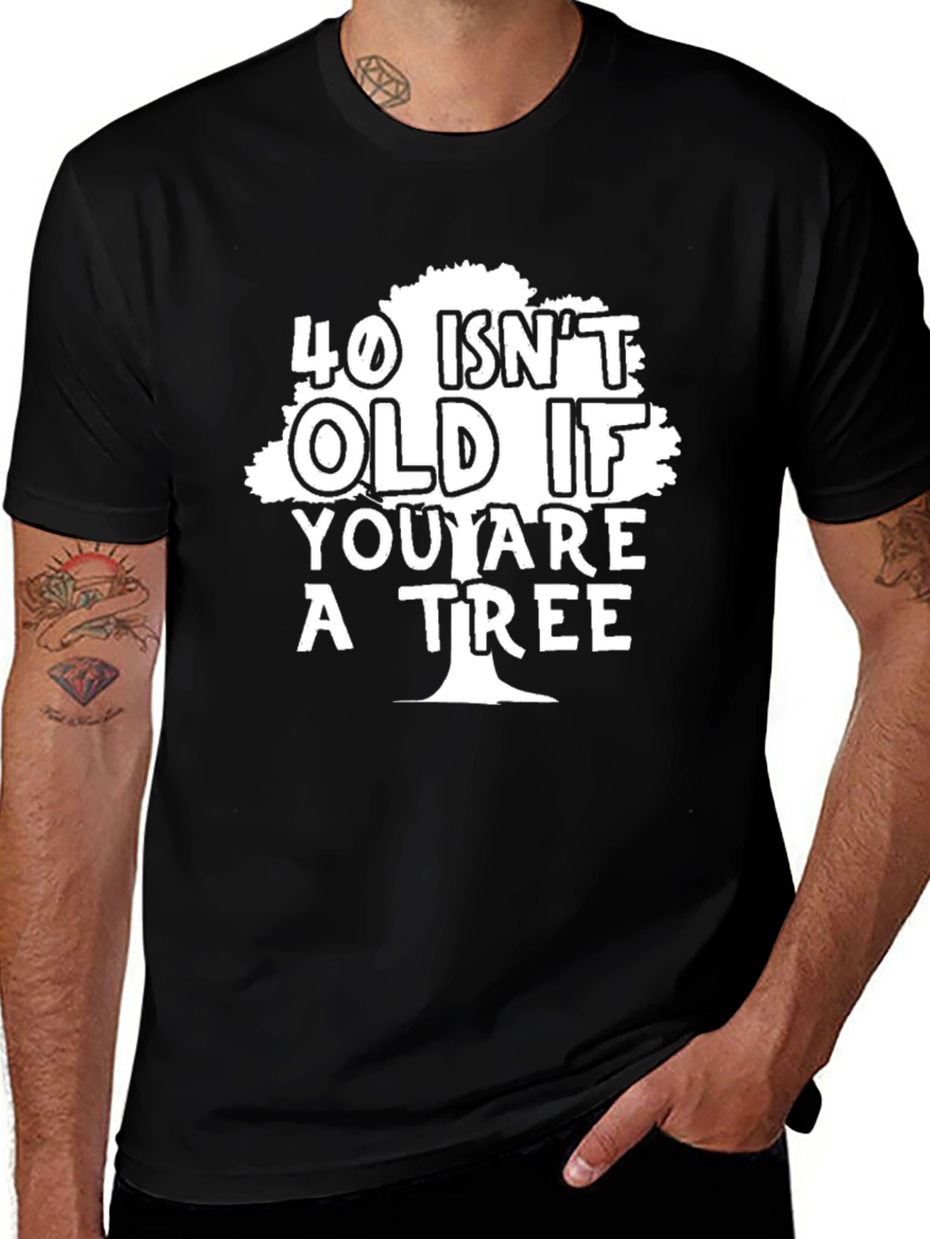 Variant 27 of Funny 40th Birthday Tree T-Shirt - Men's Black Tee