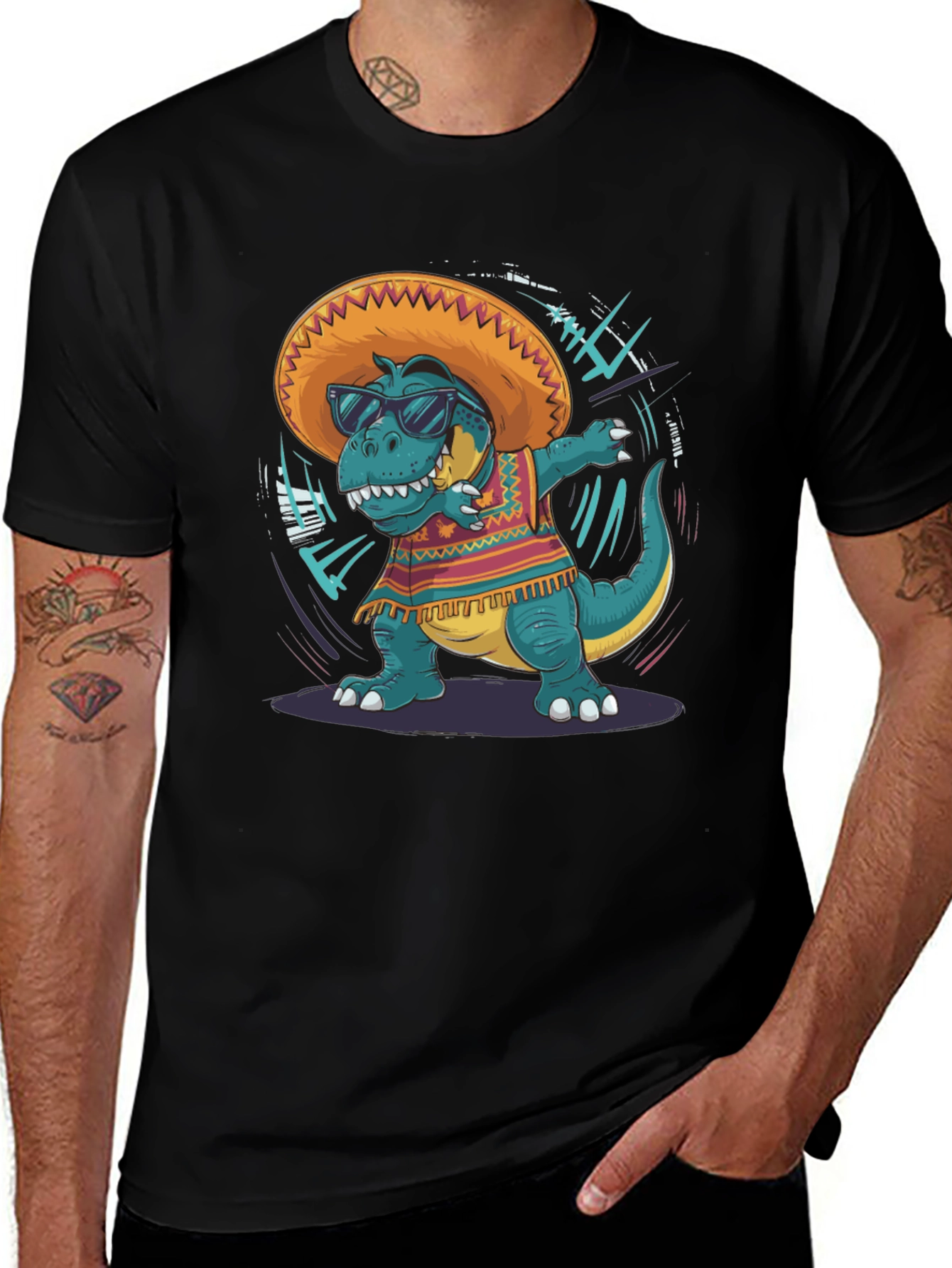 Variant 18 of Dabbing Dino Tee - Fiesta Fun!