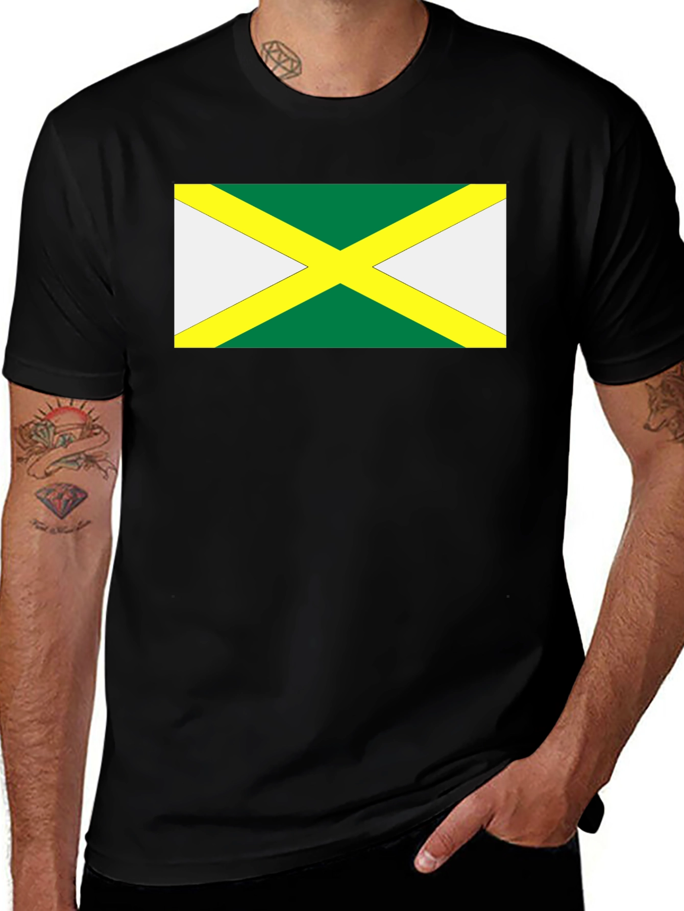 Jamaica Flag T-Shirt - Black Cotton Tee