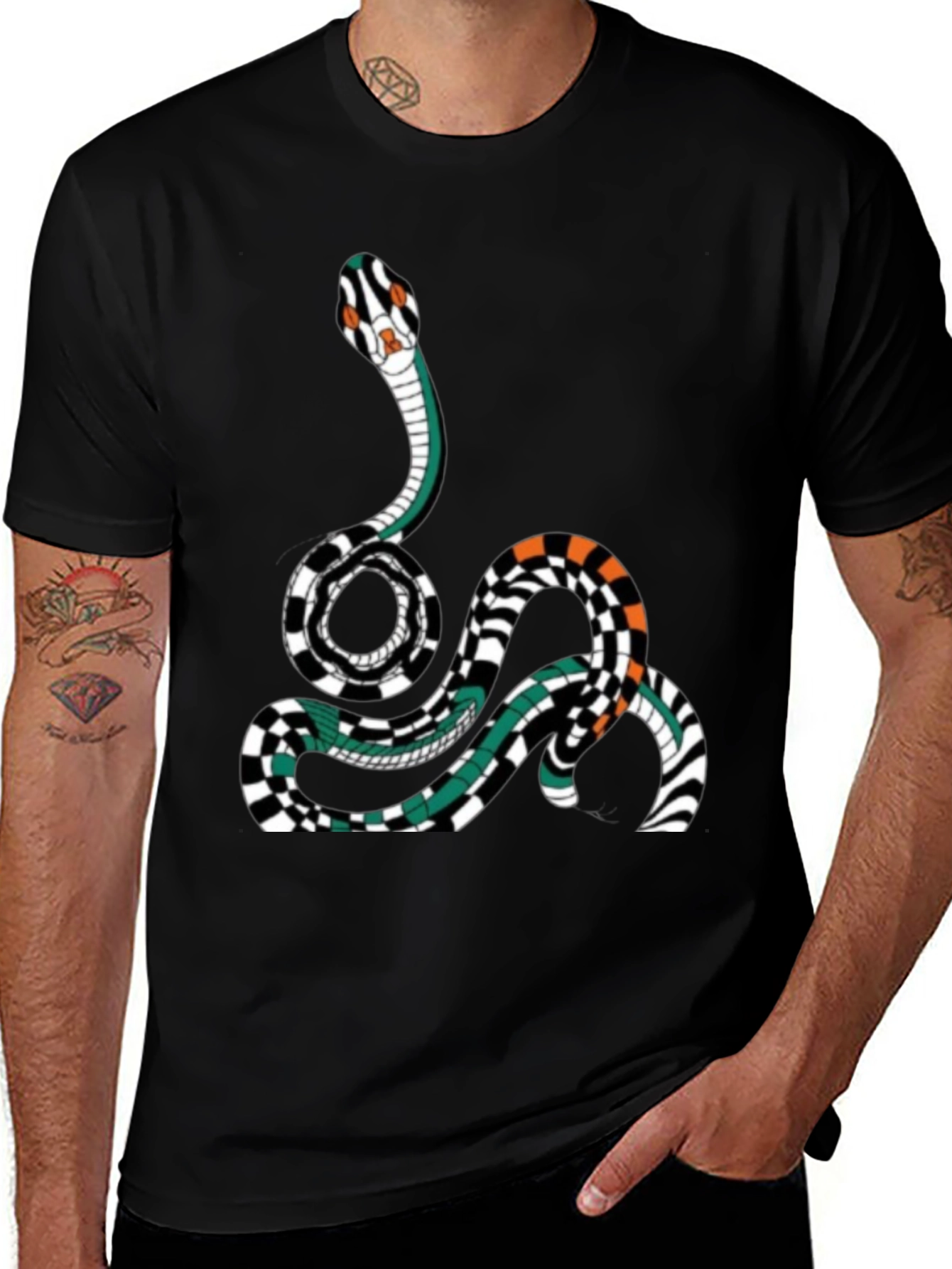 Variant 24 of Snake Graphic Print Men's Black T-Shirt