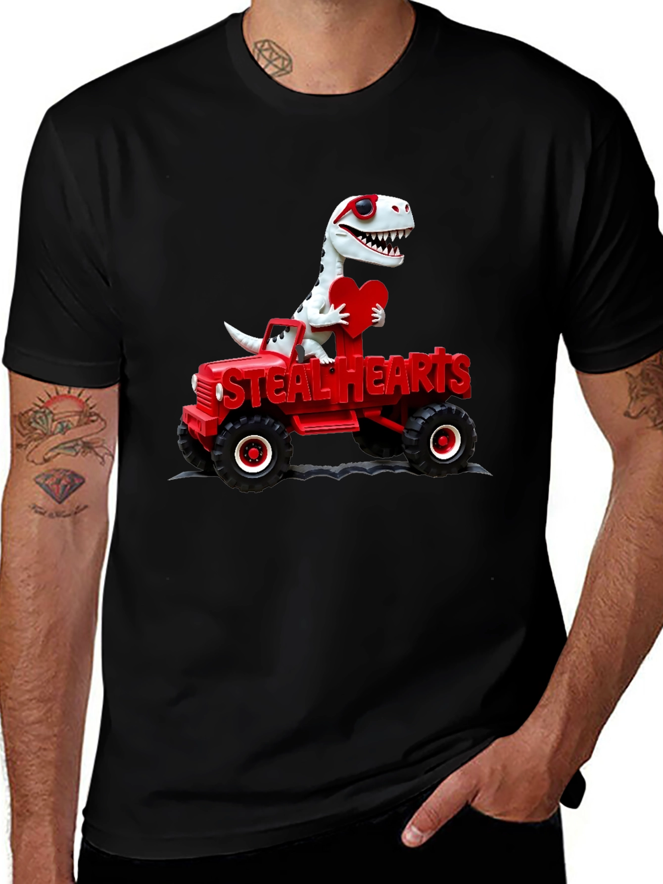 Variant 3 of Steal Hearts Dinosaur Valentine's Day T-Shirt