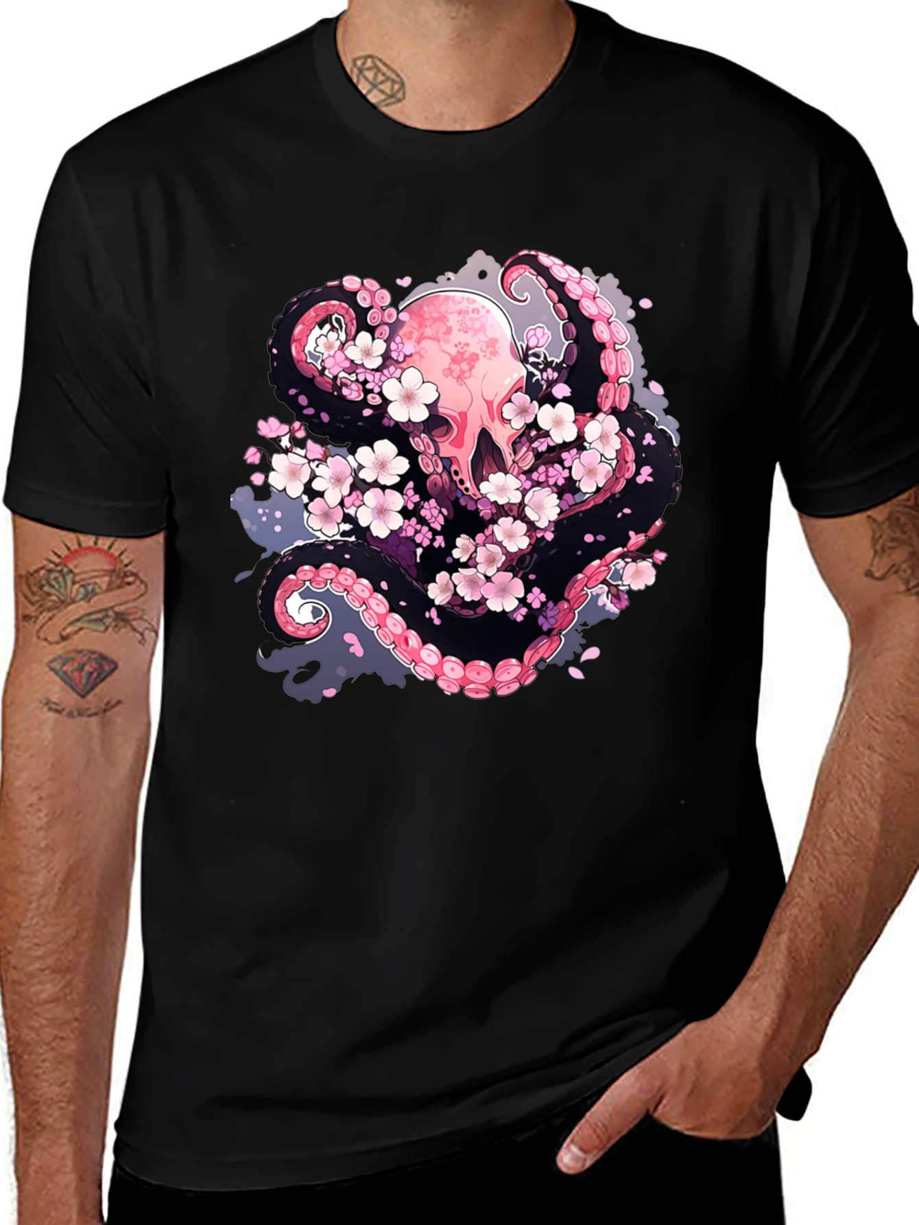 Variant 9 of Octopus & Cherry Blossom Graphic Tee