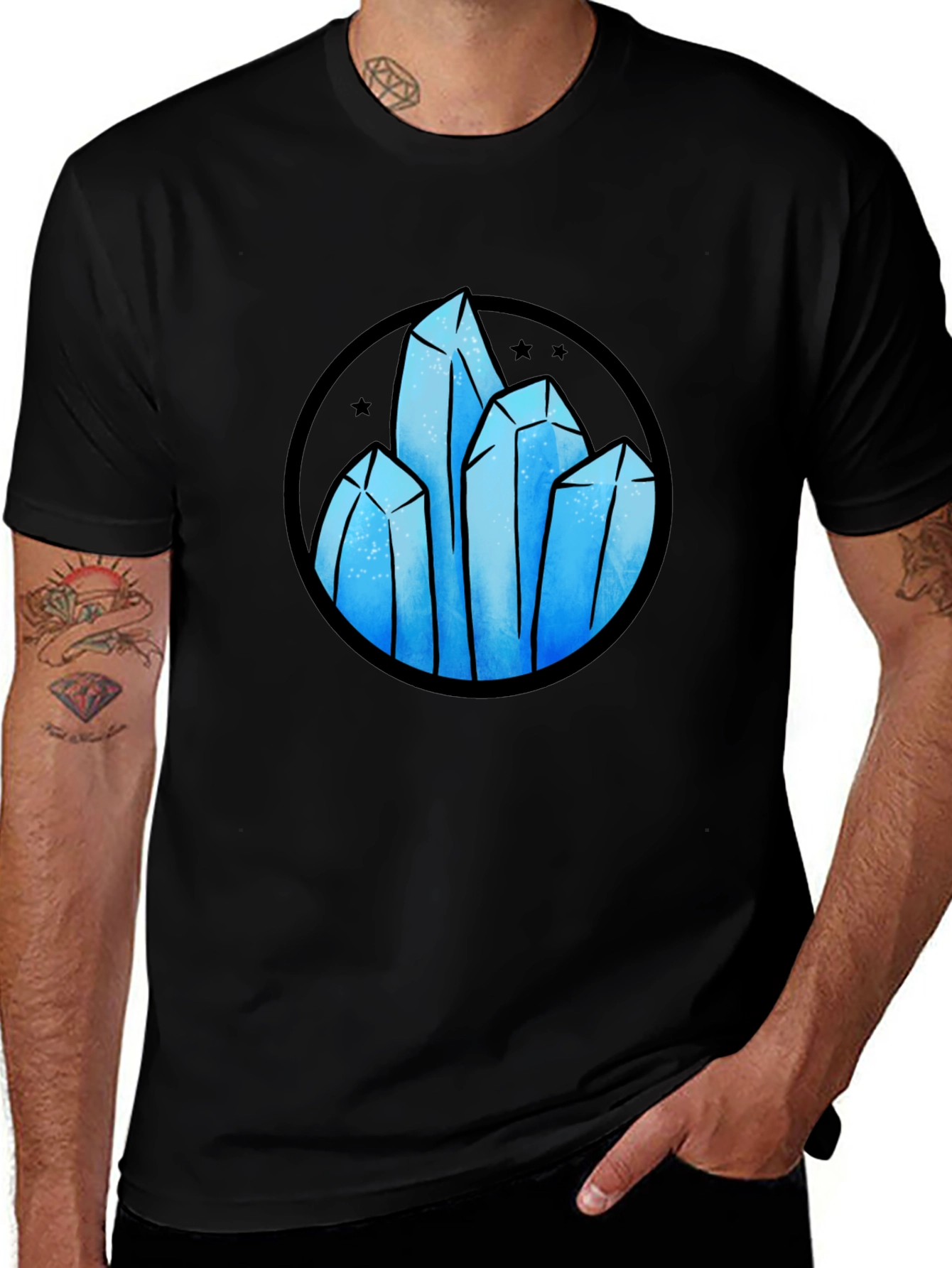 Variant 13 of Crystal Cluster Graphic Black T-Shirt