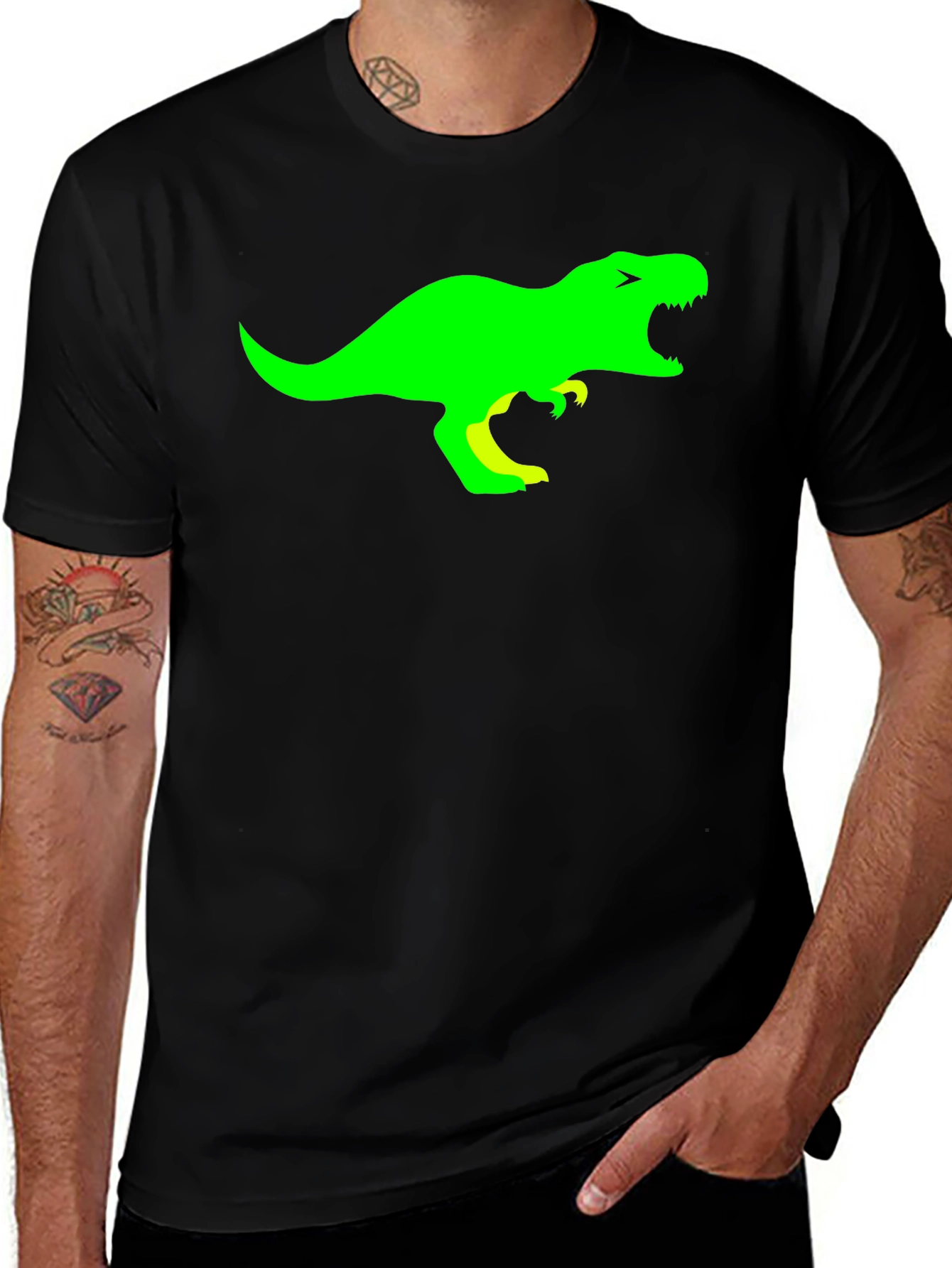 Variant 28 of Dino Graphic Tee - Black Cotton T-Shirt