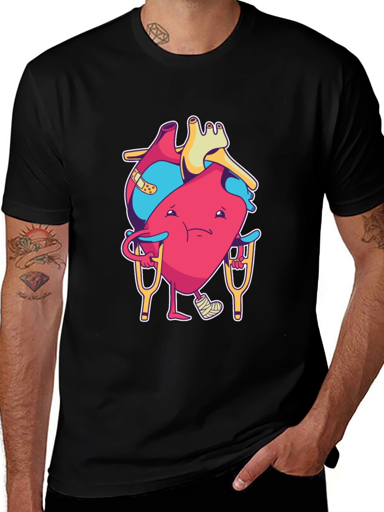 Variant 7 of Funny Injured Heart Cartoon T-Shirt