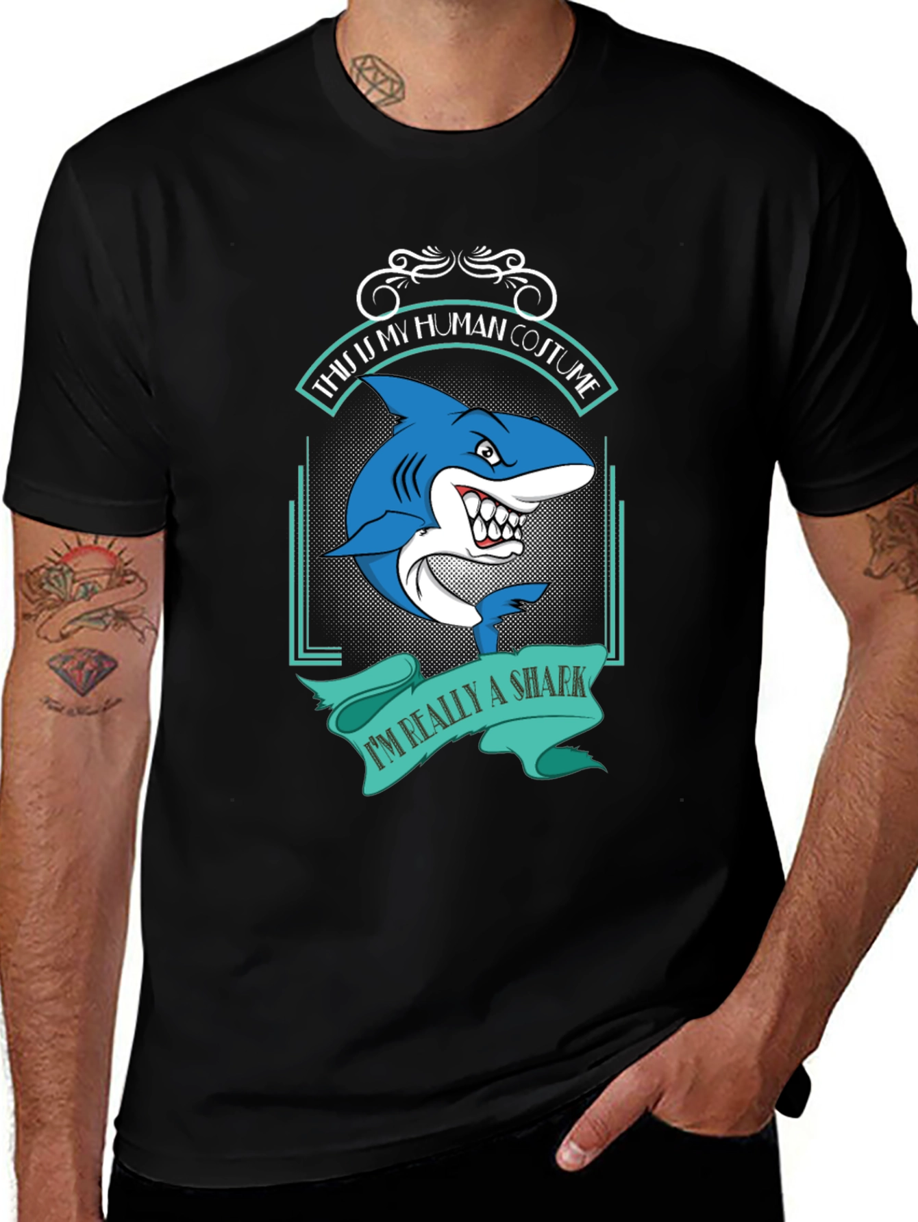 Variant 18 of Shark Costume T-Shirt - Funny Halloween Tee