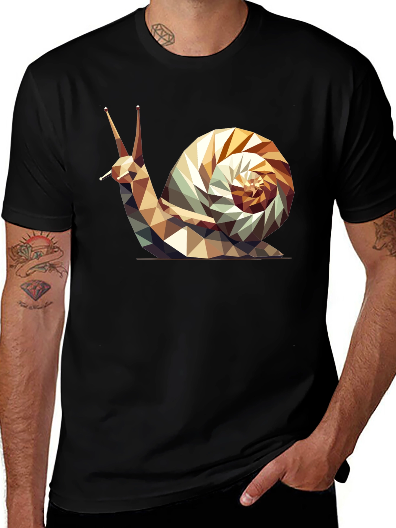 Variant 19 of Geometric Snail Graphic Tee - Modern Abstract Design