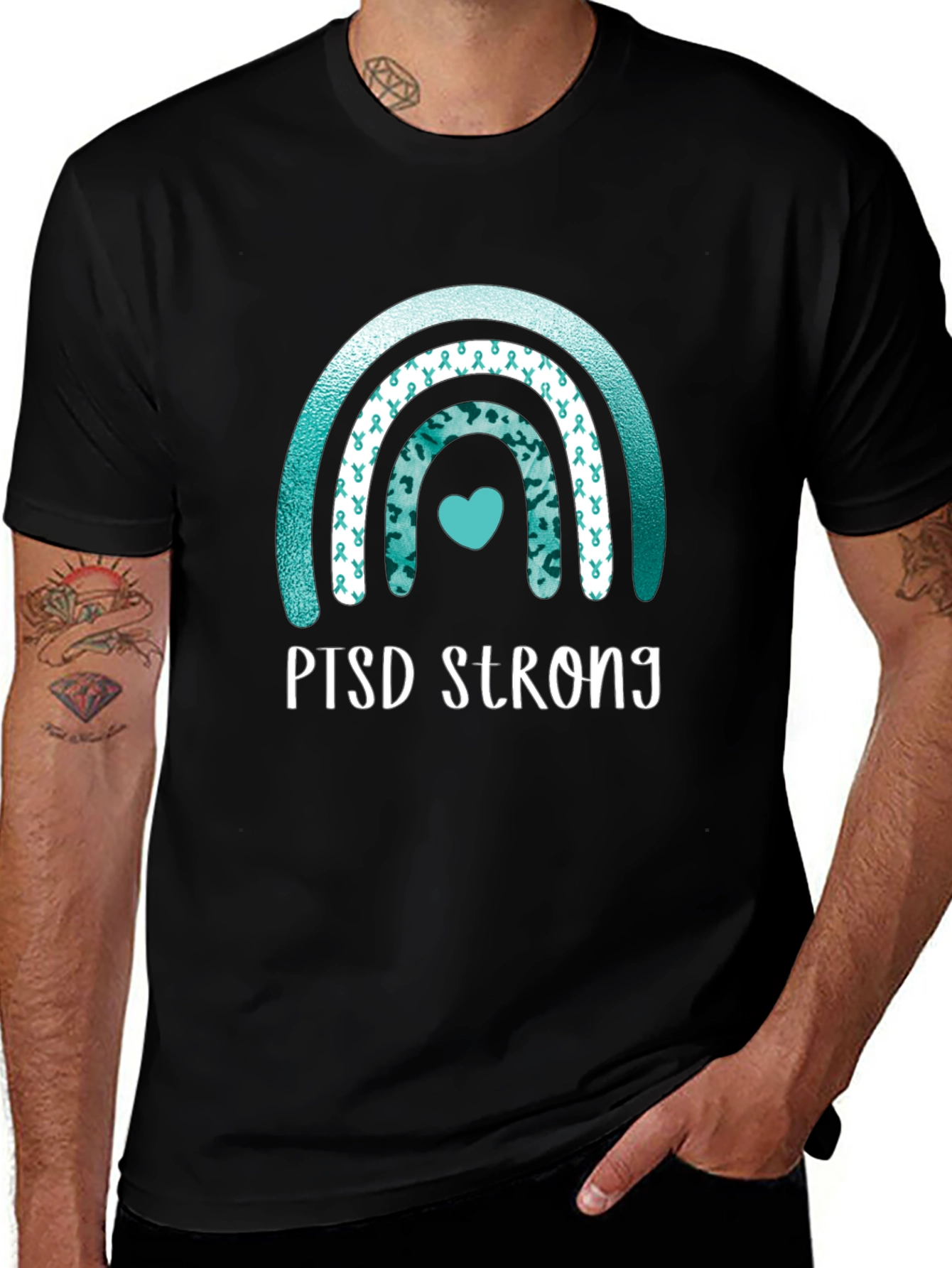 PTSD Strong Awareness Rainbow Graphic Tee
