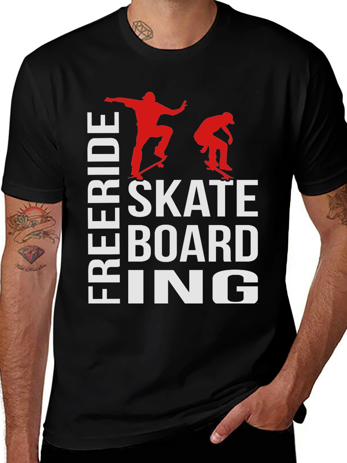 Variant 3 of Freeride Skateboarding Graphic T-Shirt - Black