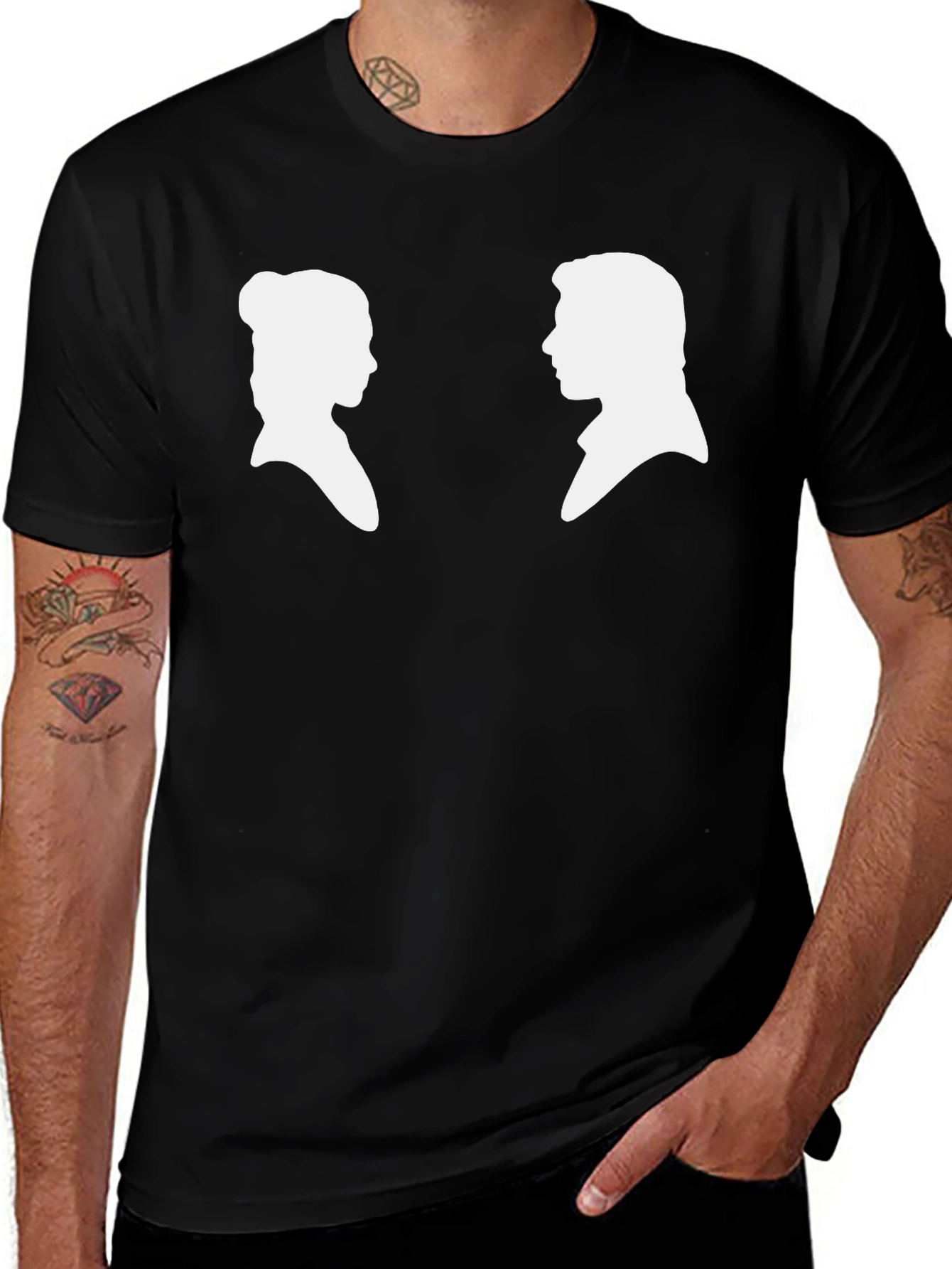 Variant 18 of Silhouette Couple Graphic Tee - Black