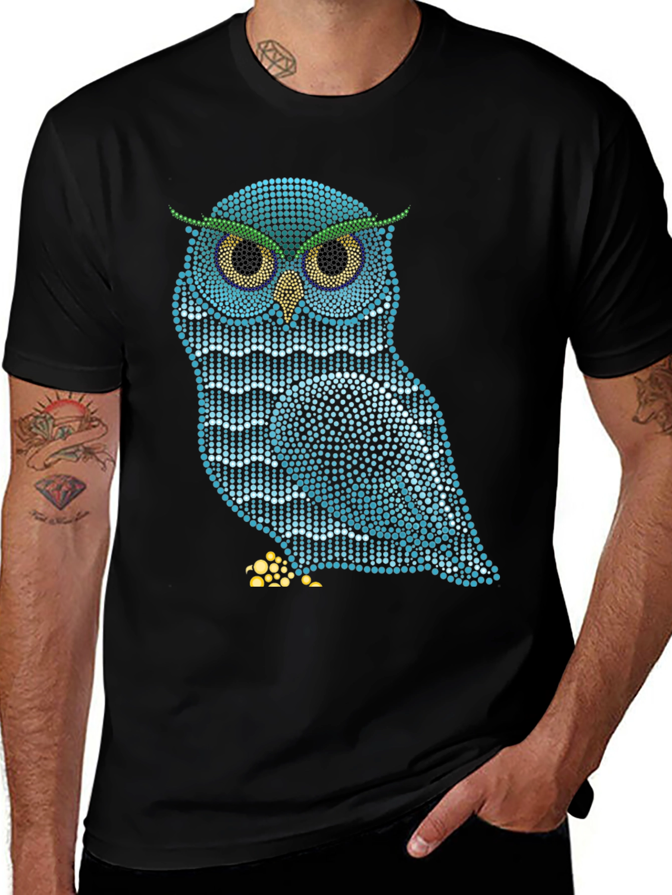Variant 29 of Owl Graphic Print Men's Black T-Shirt
