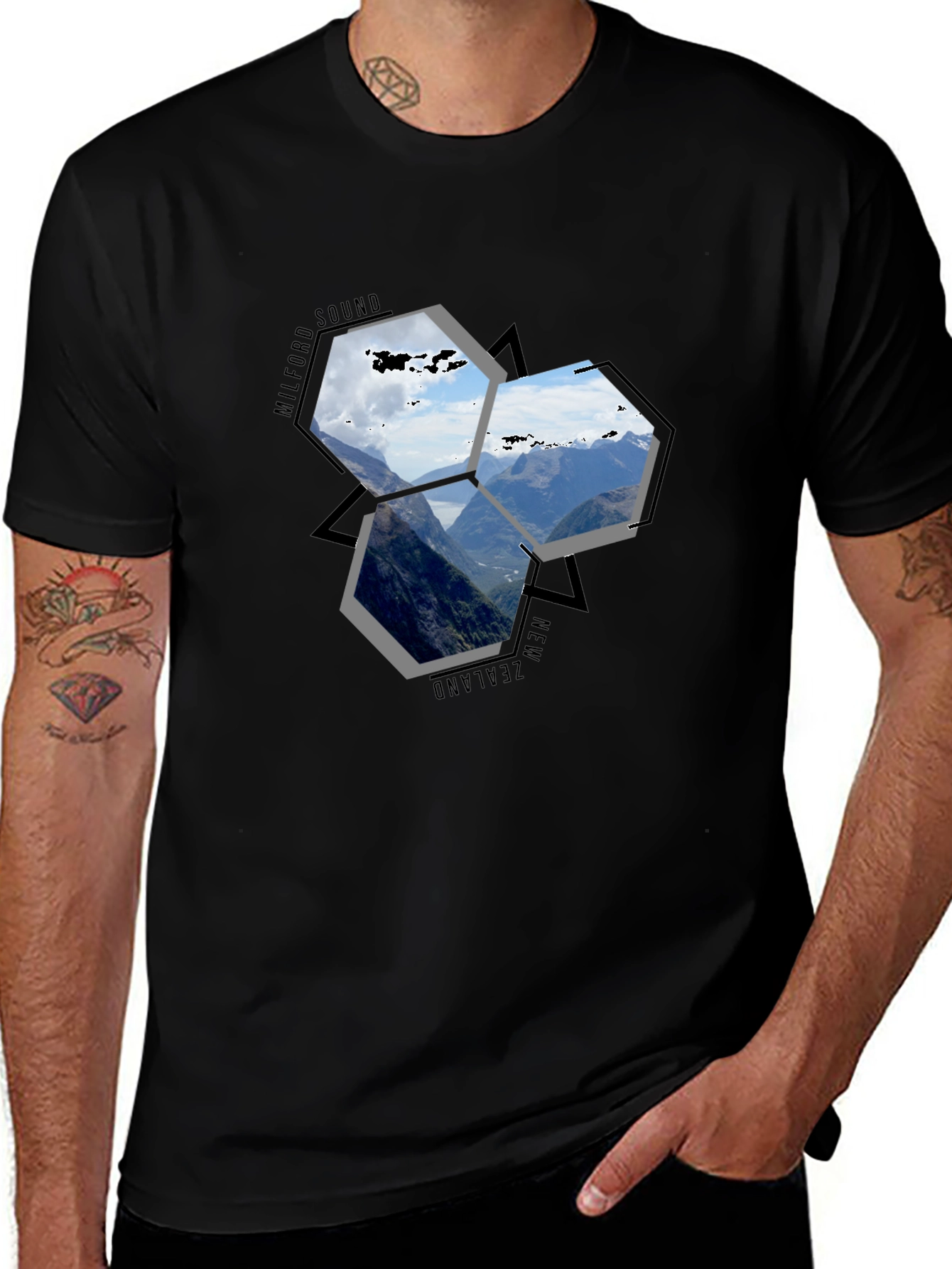 Milford Sound NZ Hexagon T-Shirt