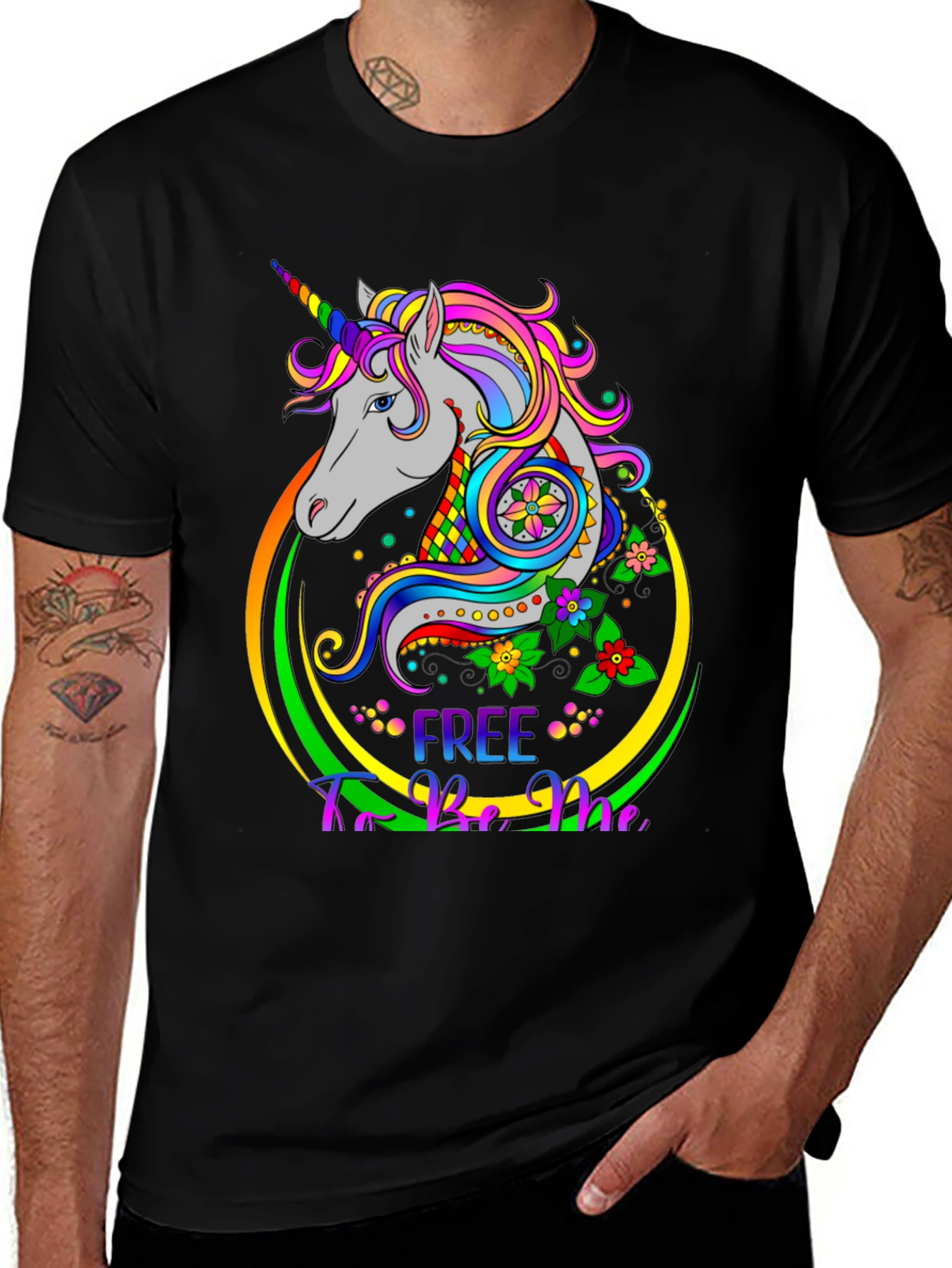 Unicorn Graphic Tee - Free To Be Me Black T-Shirt
