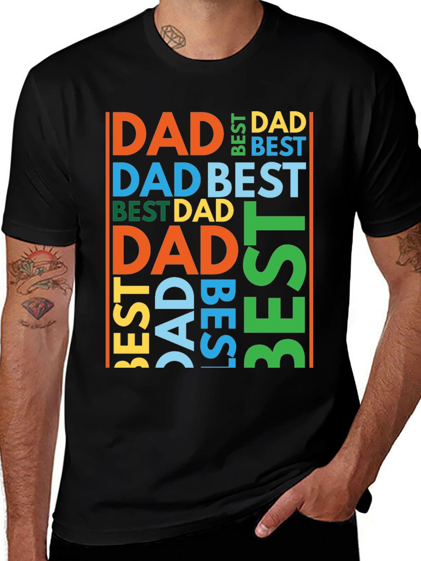 Variant 6 of Best Dad Ever Colorful Graphic Tee