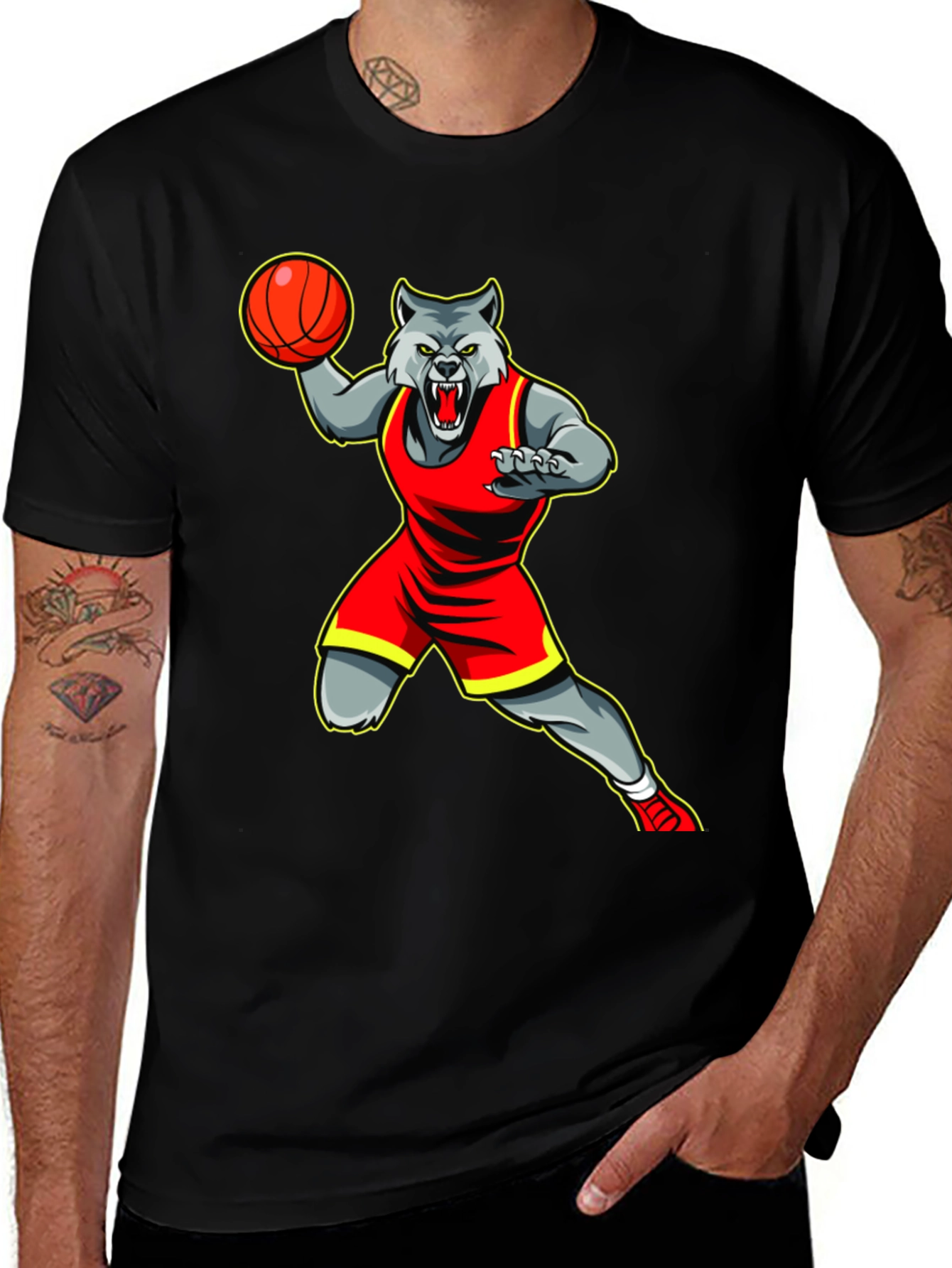Variant 11 of Wolf Basketball Player Graphic T-Shirt