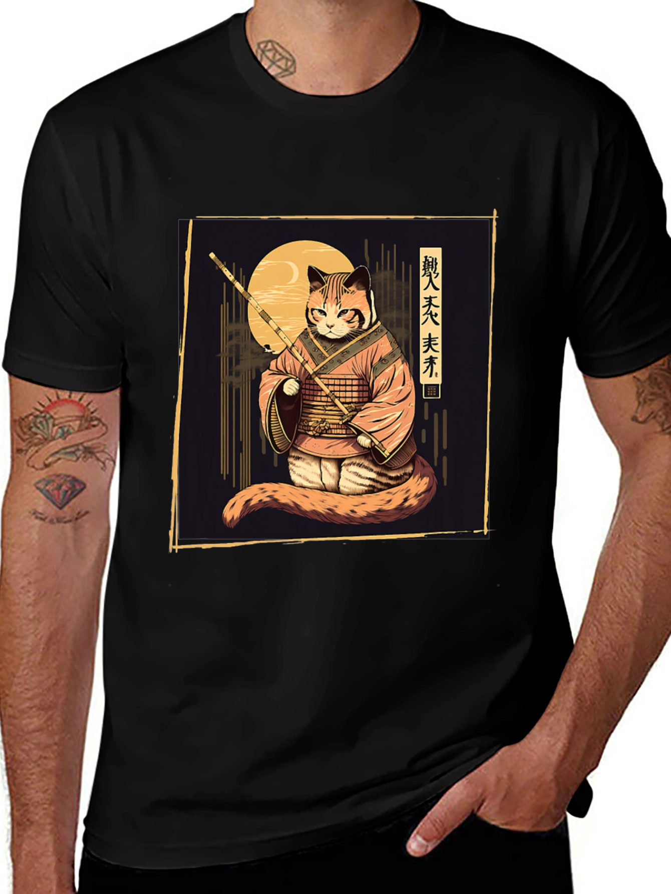 Variant 4 of Samurai Cat T-Shirt - Unique Graphic Tee