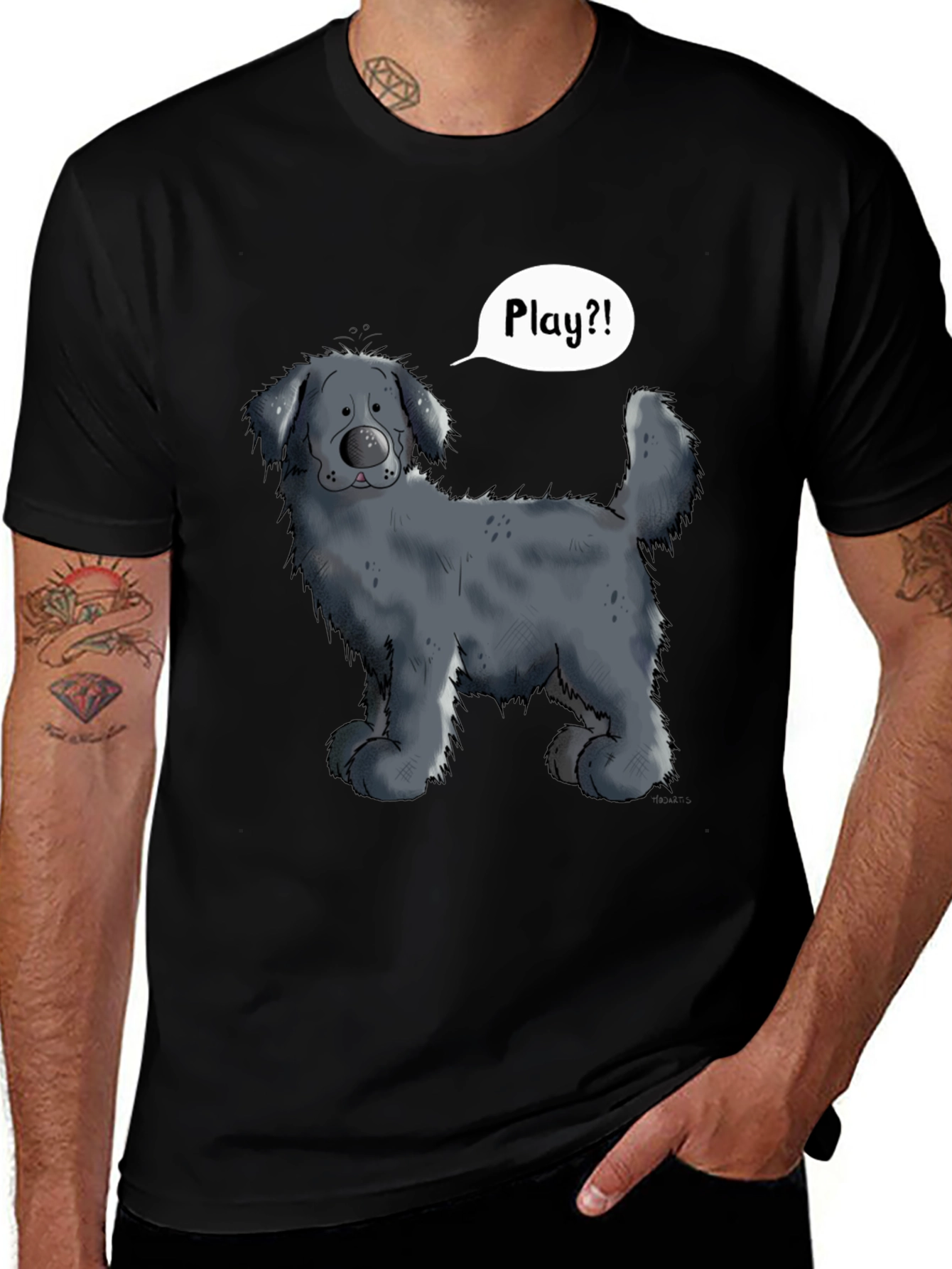 Variant 17 of Dog Cartoon T-Shirt - "Play?!"