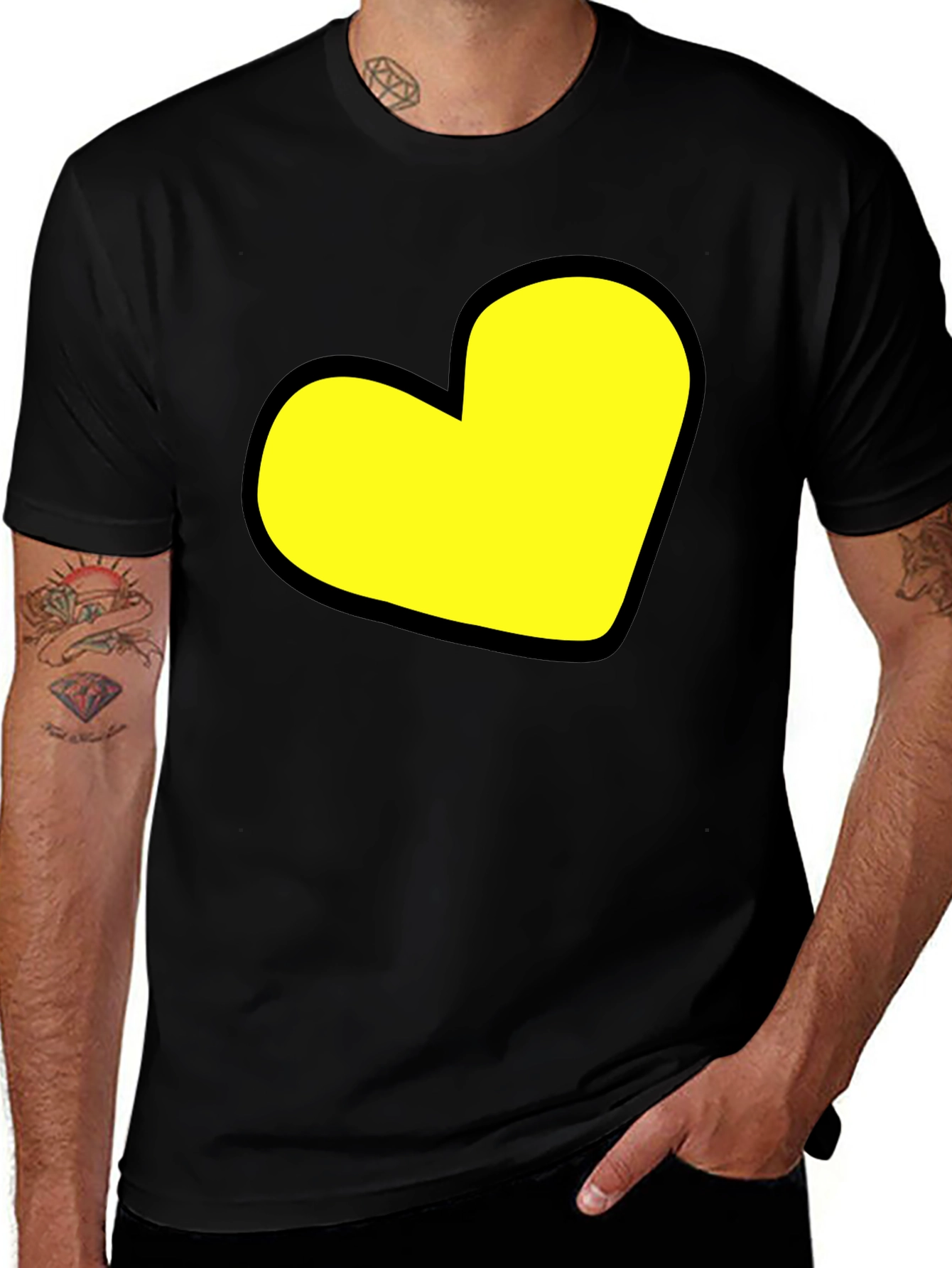 Variant 27 of Black T-Shirt with Yellow Heart Graphic
