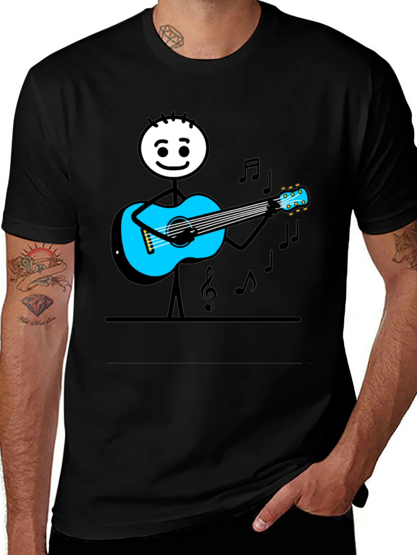 Variant 22 of Stick Figure Guitar Player Graphic Tee - Black