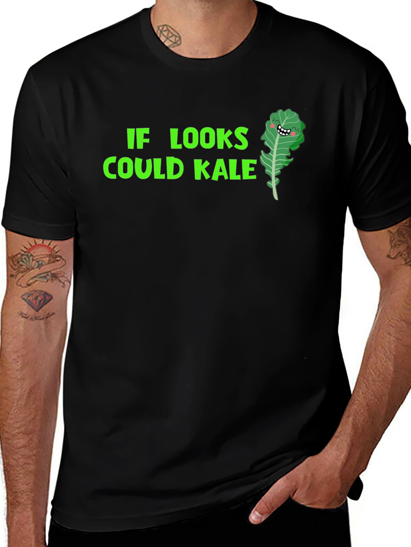 Variant 27 of Funny Kale T-Shirt: If Looks Could Kale!