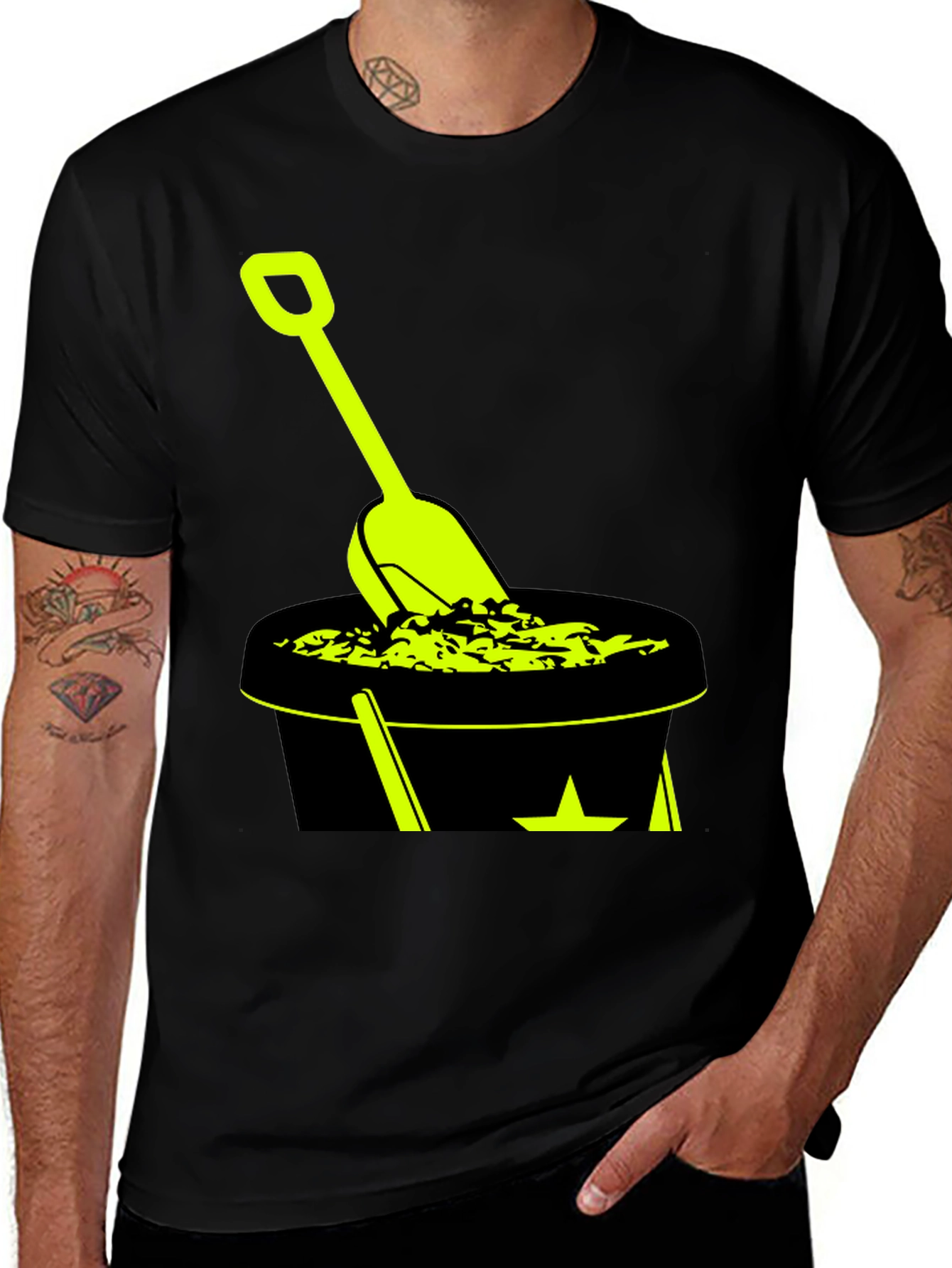 Variant 24 of Bucket and Shovel Graphic Tee - Black