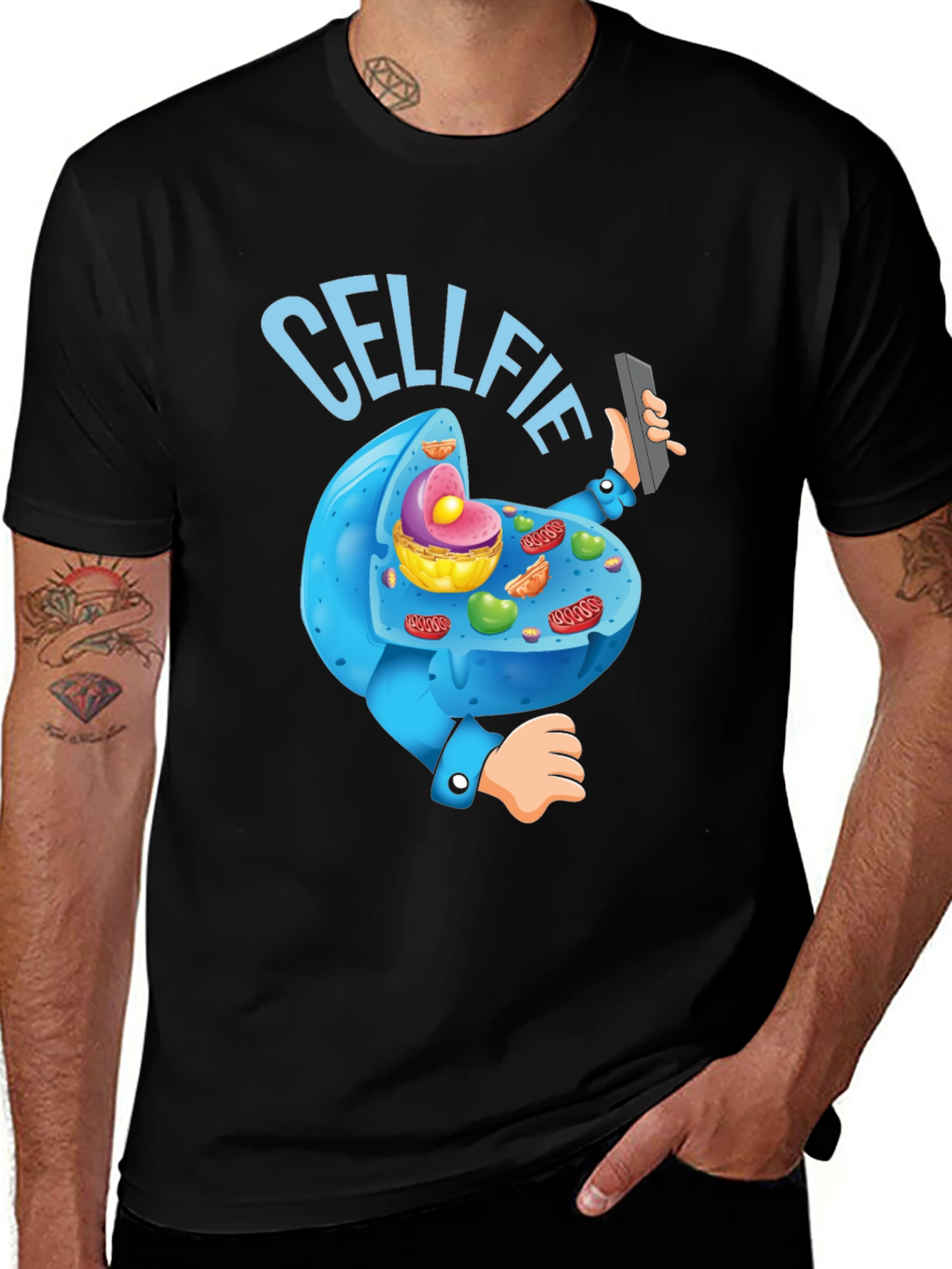 Cellfie Black T-Shirt - Science Humor Tee