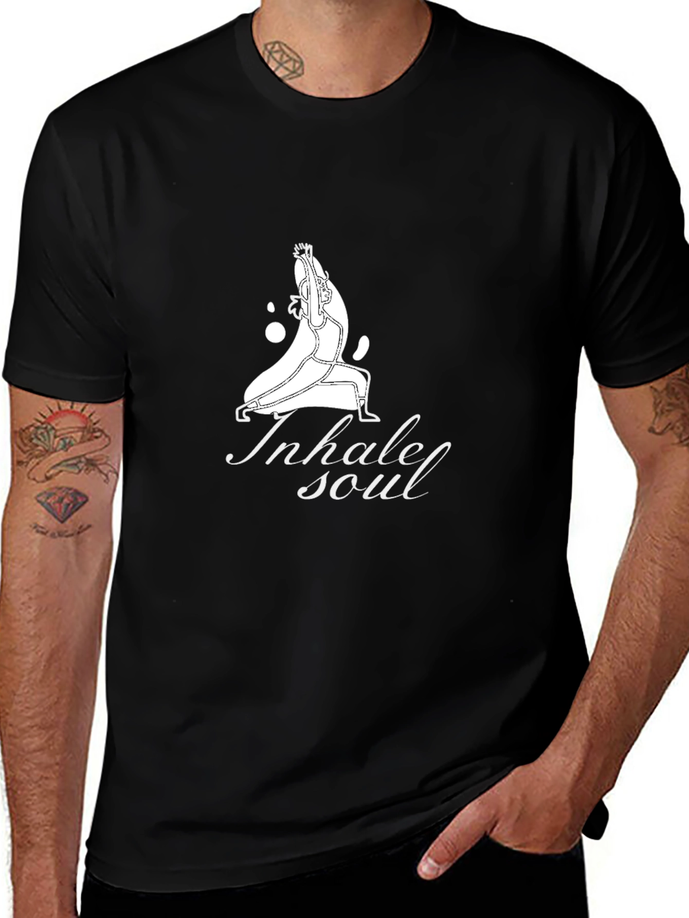 Variant 7 of Inhale Soul Black Graphic T-Shirt - Yoga Inspired