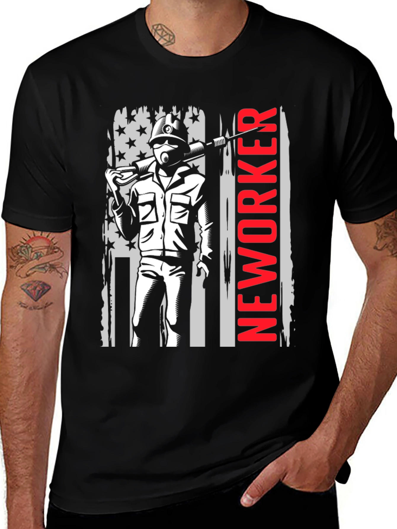 Variant 17 of Newworker Miner T-Shirt - American Flag
