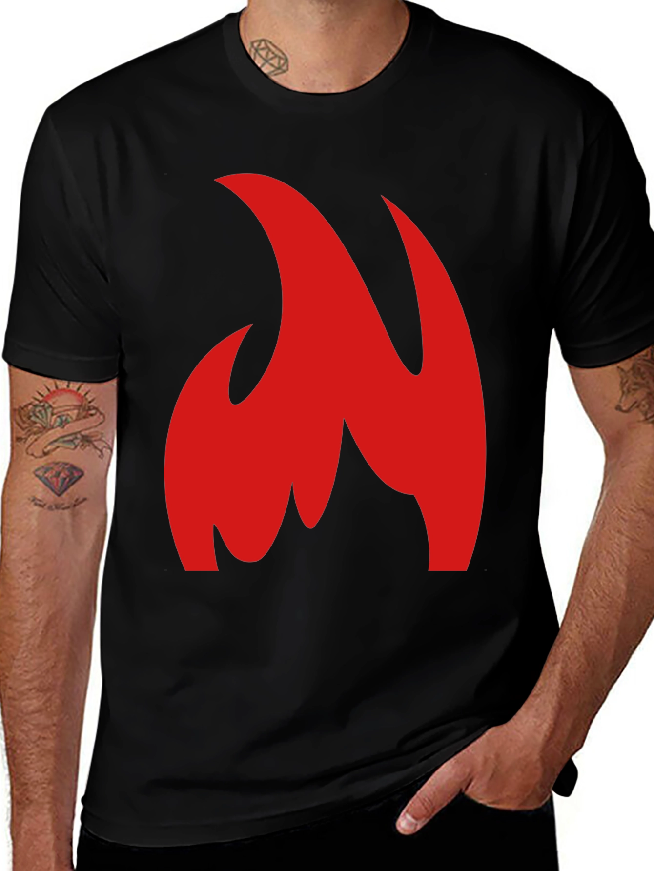 Variant 18 of Bold Red Flame Graphic Black T-Shirt