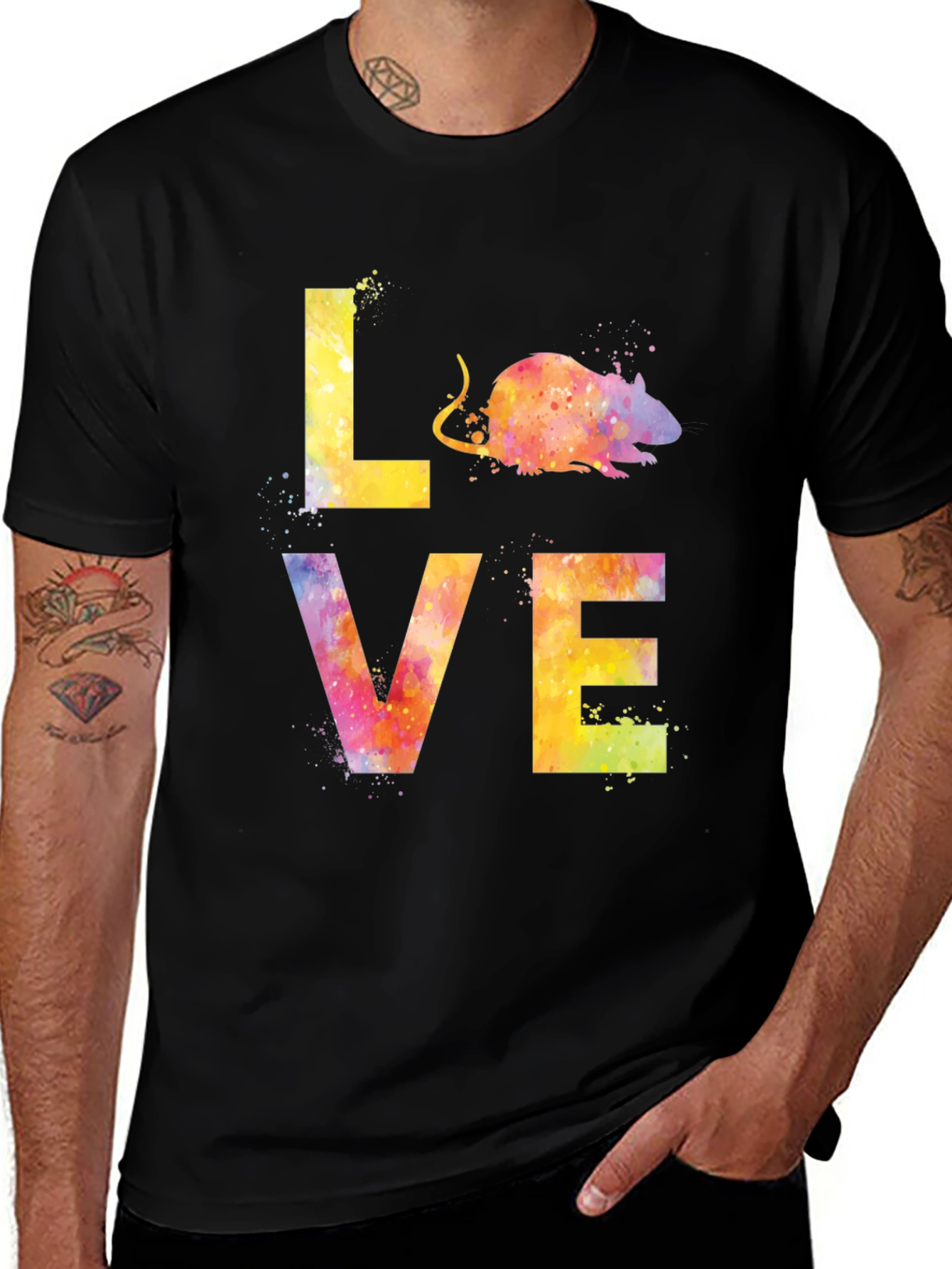 Variant 10 of Love Rats T-Shirt Unique Watercolor Design