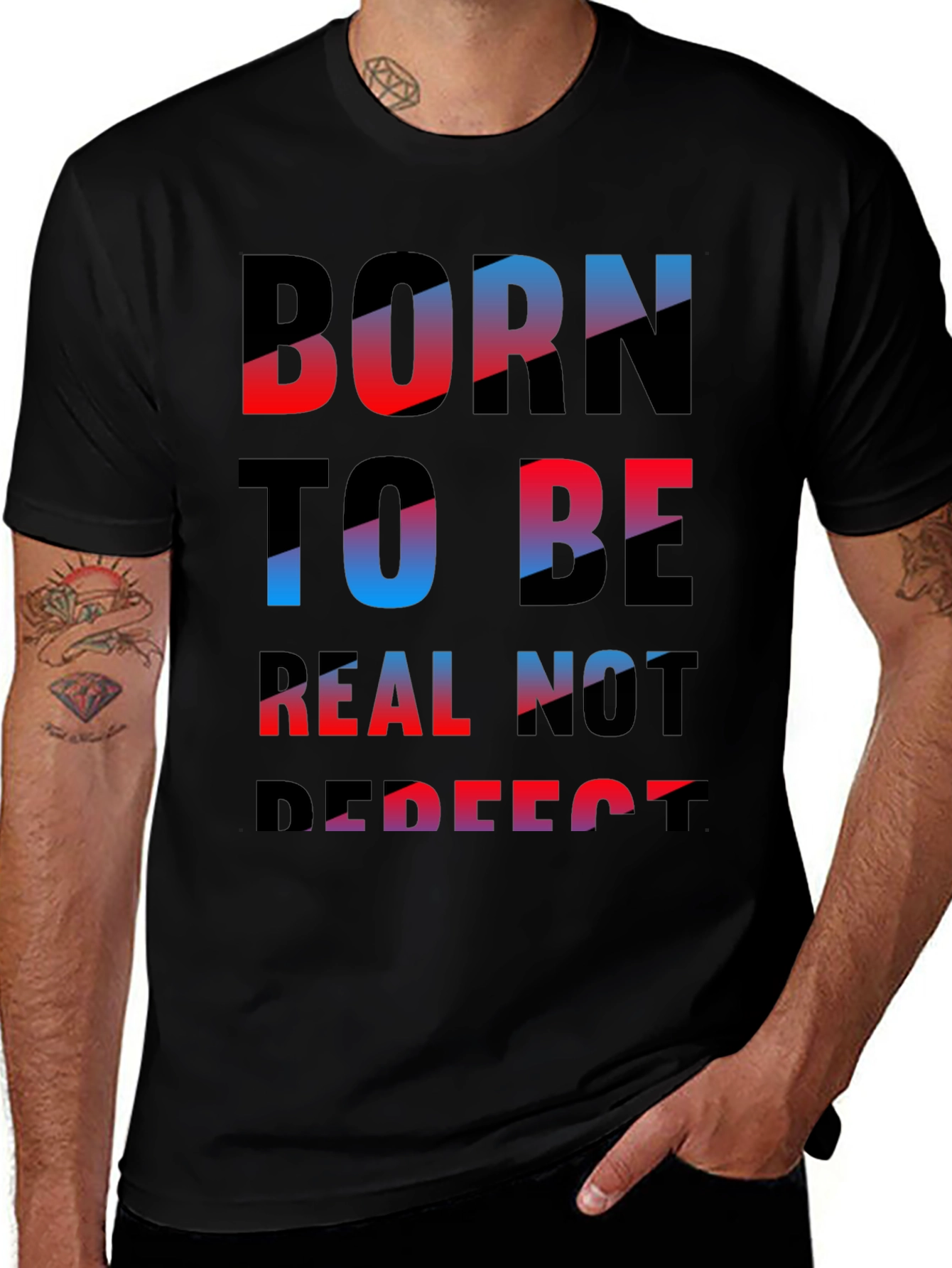Variant 6 of Born To Be Real Graphic Tee - Casual Black T-Shirt