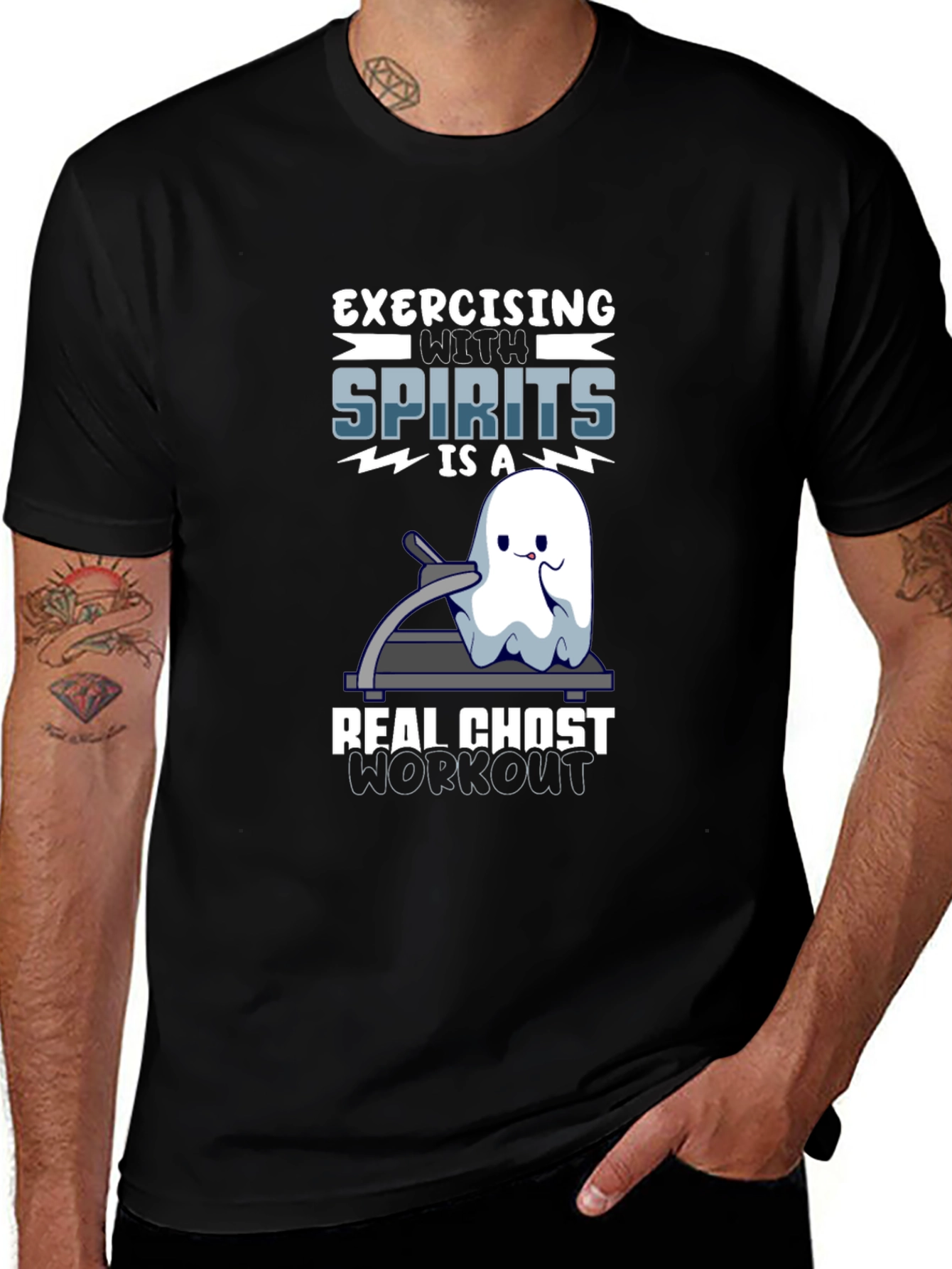 Variant 29 of Ghost Workout T-Shirt - Exercising with Spirits!