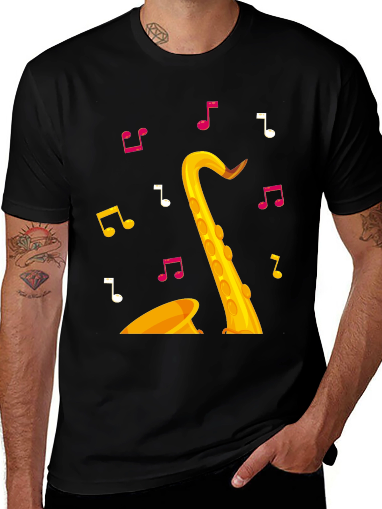 Saxophone Music Lover Black T-Shirt
