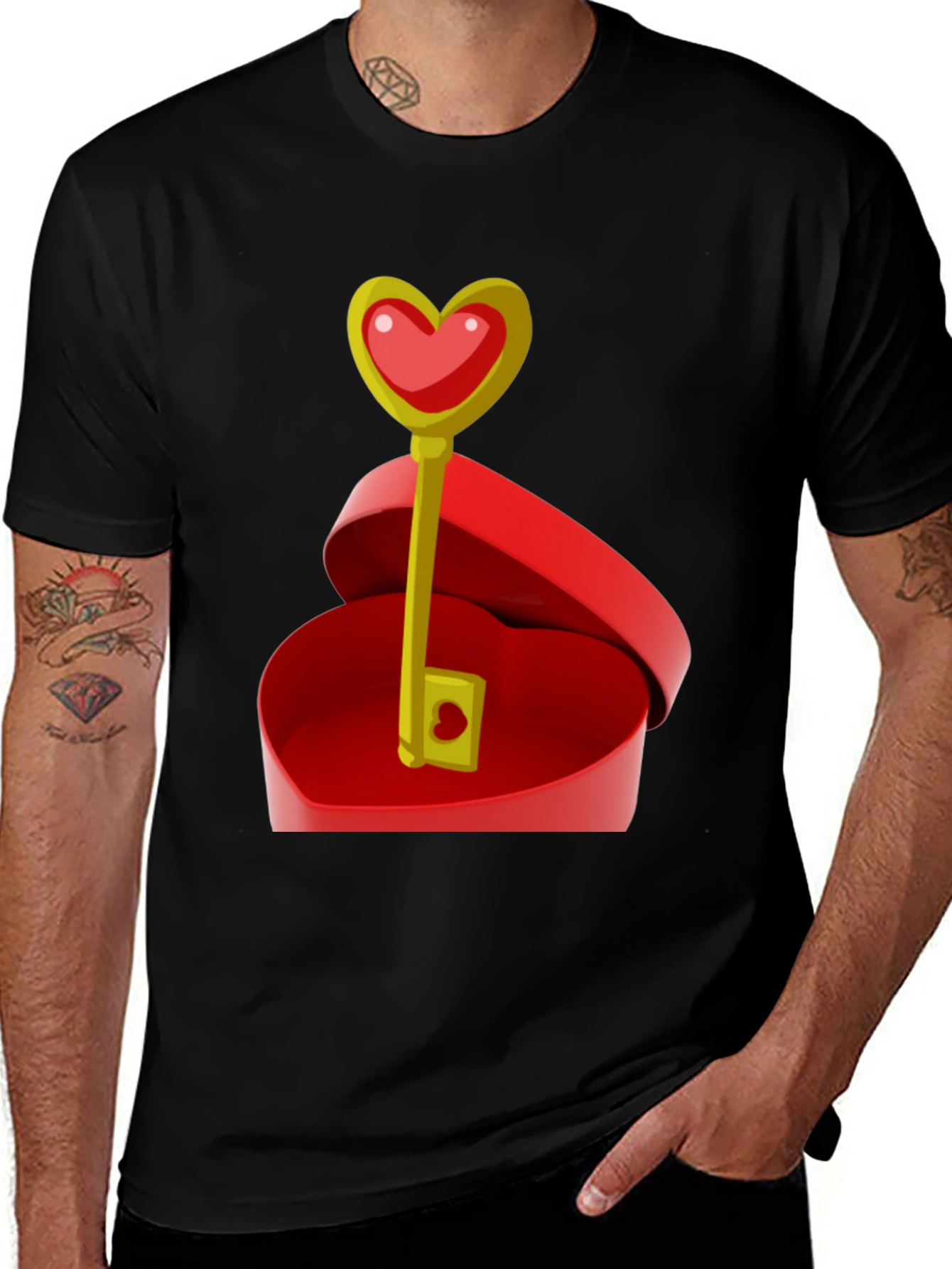 Variant 3 of Heart Key Graphic Tee - Unlock Your Love!