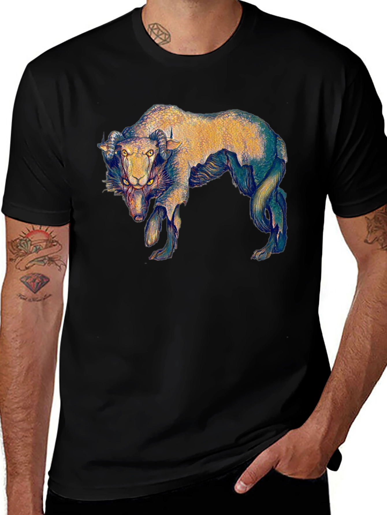 Variant 14 of Unique Ram Graphic T-Shirt - Black