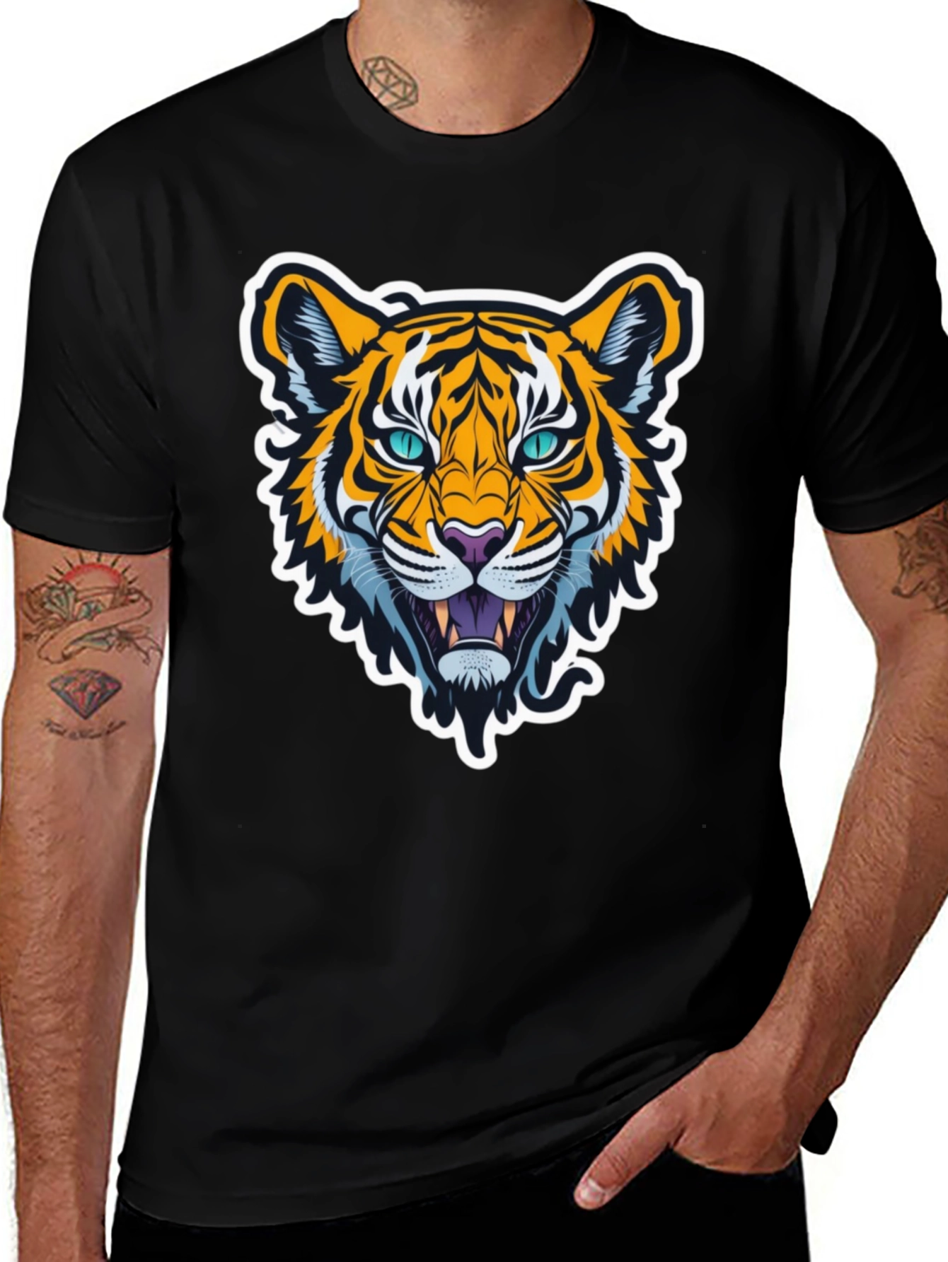 Variant 24 of Cool Tiger Graphic Black T-Shirt