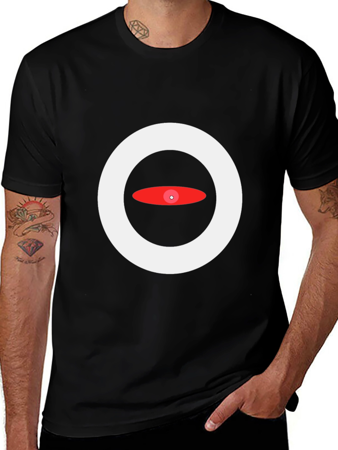 Variant 6 of Modern Graphic Tee - White Circle Red Eye Design