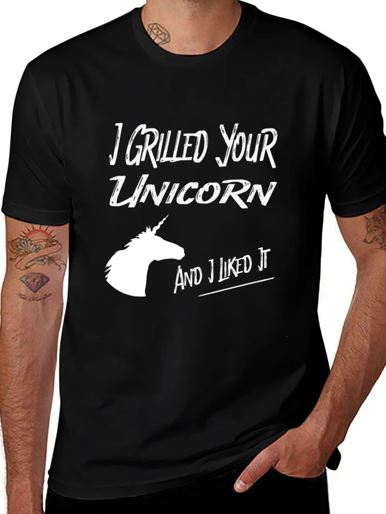 Variant 20 of I Grilled Your Unicorn Black T-Shirt
