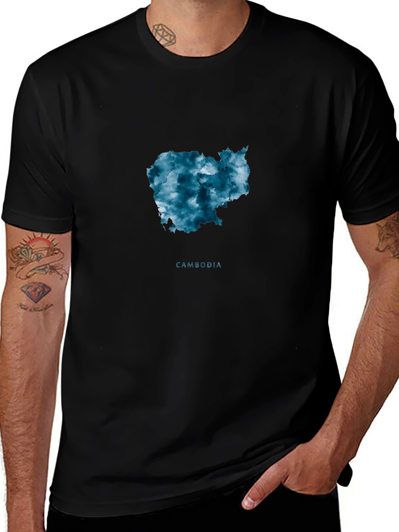 Variant 9 of Cambodia Map Watercolor T-Shirt