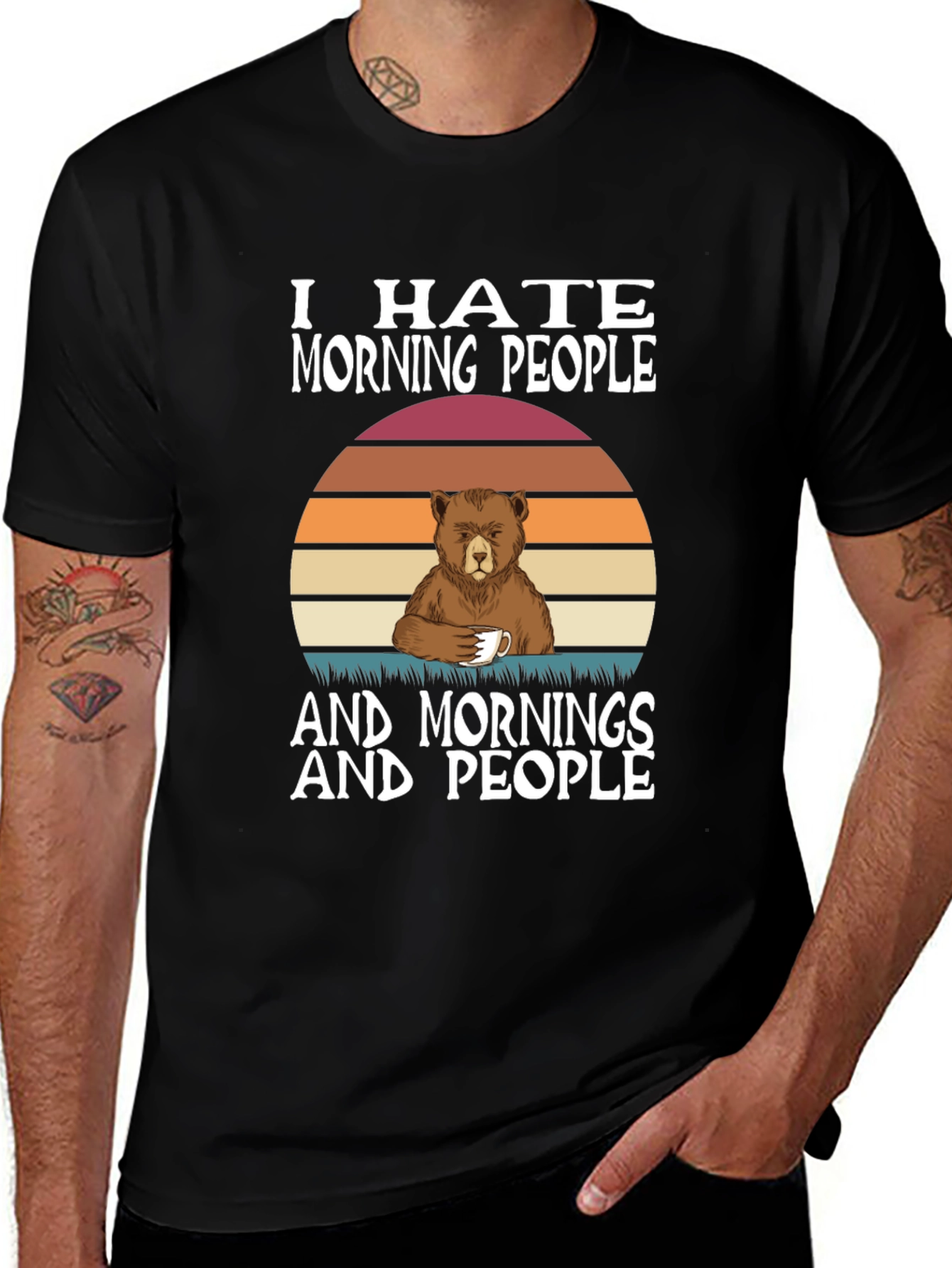 Variant 5 of Funny "I Hate Morning People" Bear T-Shirt