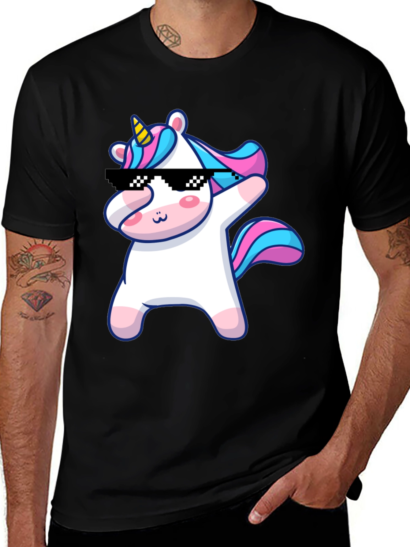 Variant 7 of Dabbing Unicorn Graphic T-Shirt - Black