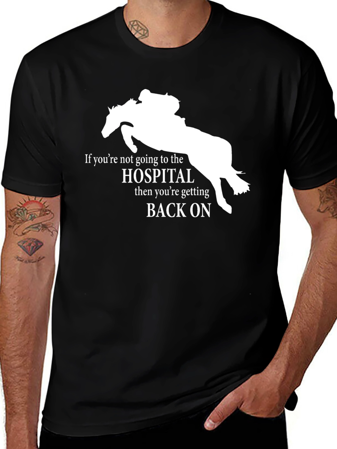 Variant 17 of Equestrian Humor T-Shirt - Get Back On!