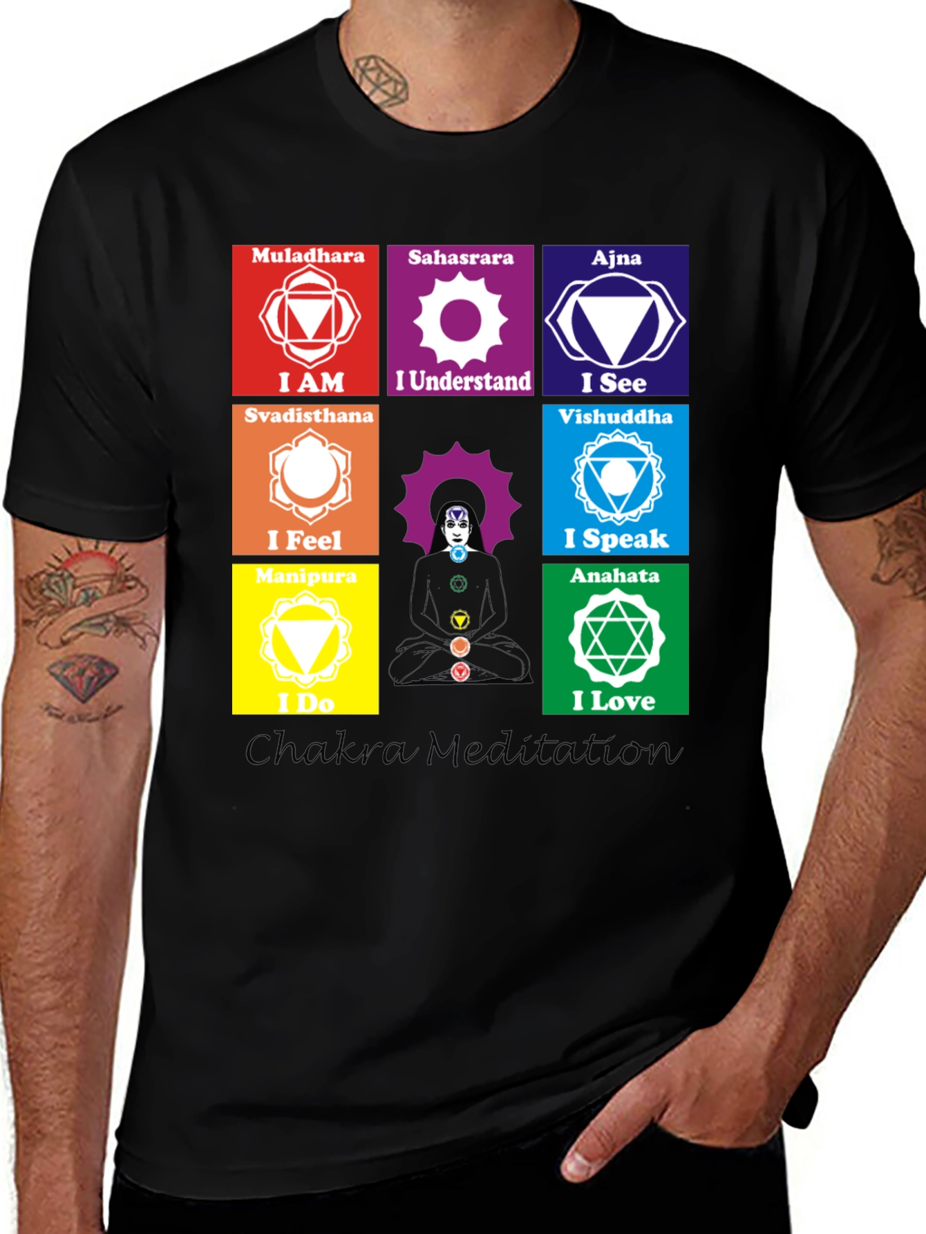 Variant 4 of Chakra Meditation T-Shirt Spiritual Design