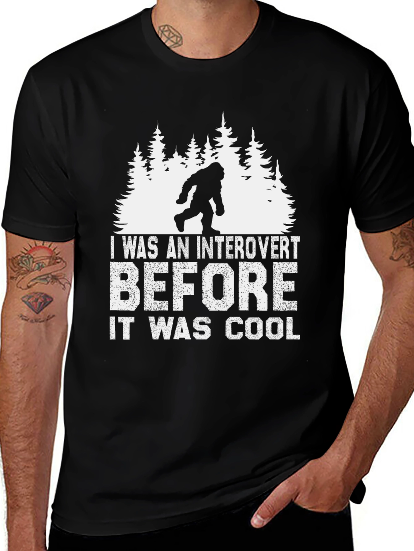 Variant 8 of Introvert Bigfoot Black Graphic Tee