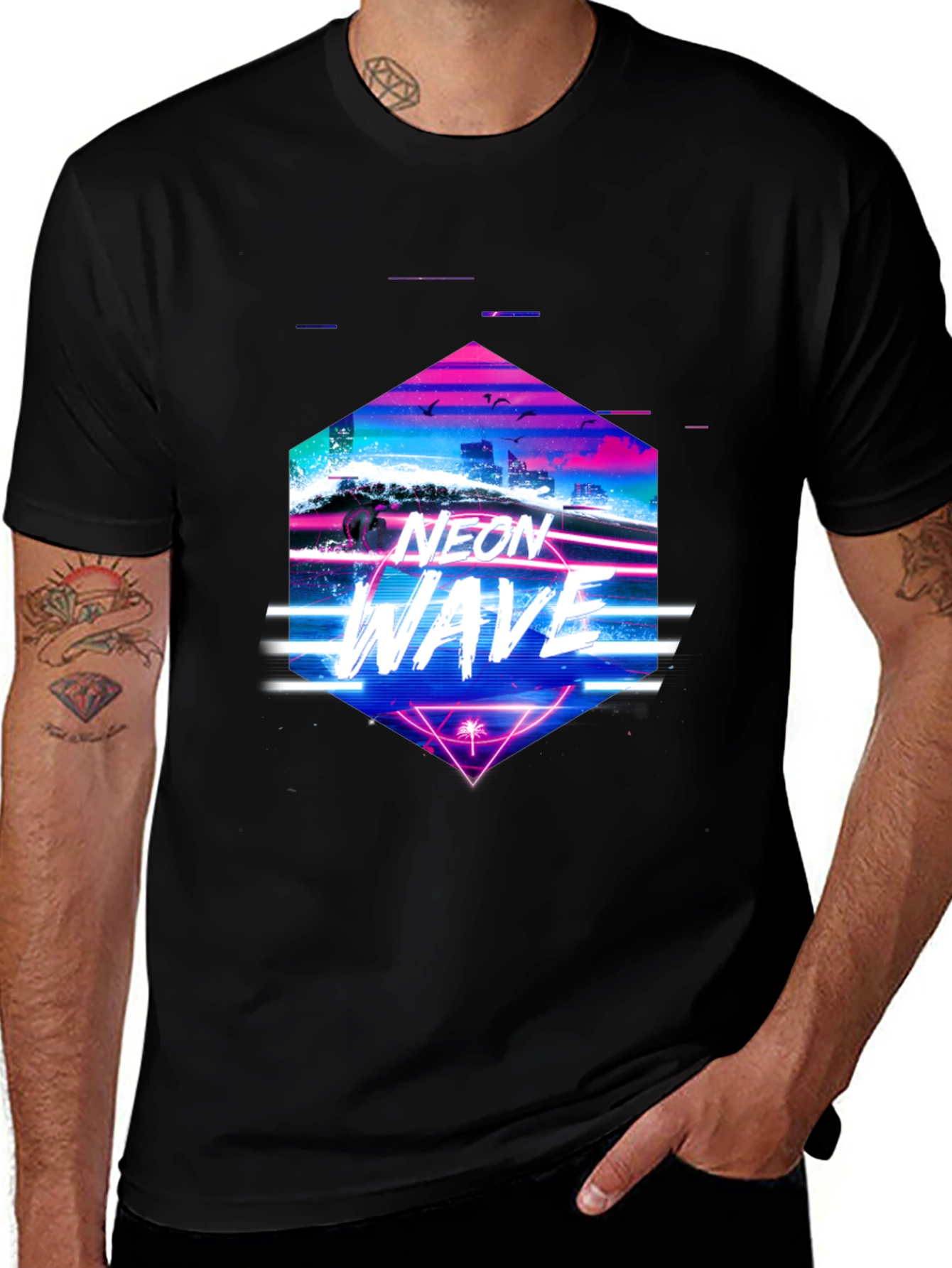 Variant 25 of Neon Wave Graphic Tee - Retro Synthwave T-Shirt