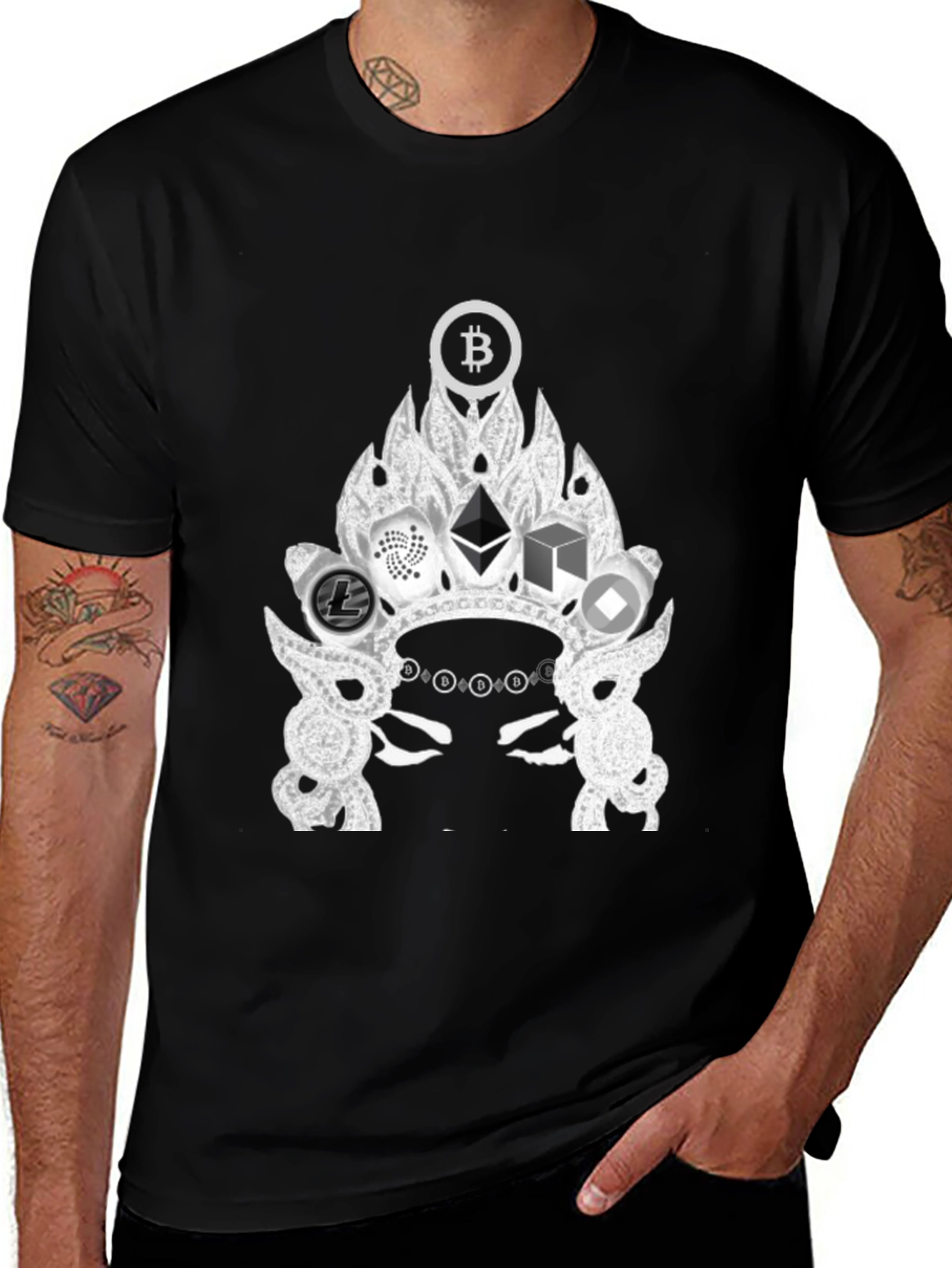 Crypto Crown Graphic Tee - Bitcoin Ethereum T-Shirt