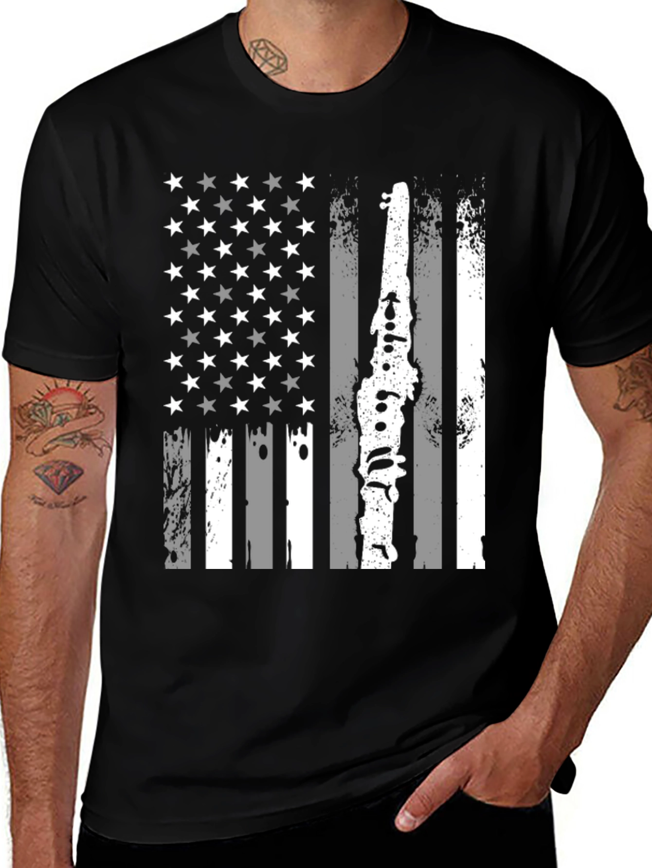Variant 22 of Patriotic Clarinet T-Shirt - USA Flag Graphic Tee
